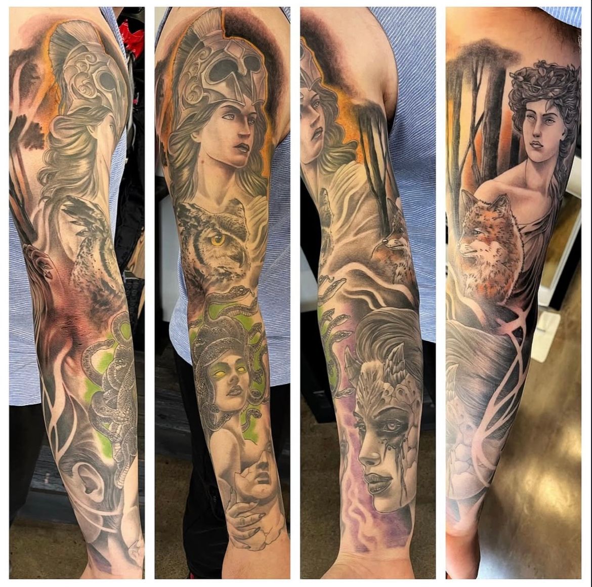 Greek Mythology Sleeve by Chad Lavers at Crimson Empire Tattoo in Edmonton Alberta Canada