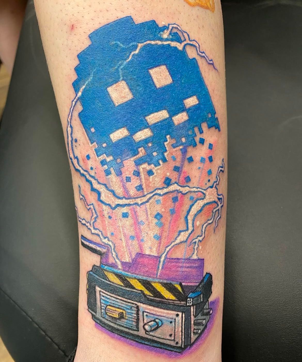 Ghost Busters Trap Tattoo by Chris Labrenz at Black Gold Tattoo Co in Edmonton Alberta Canada