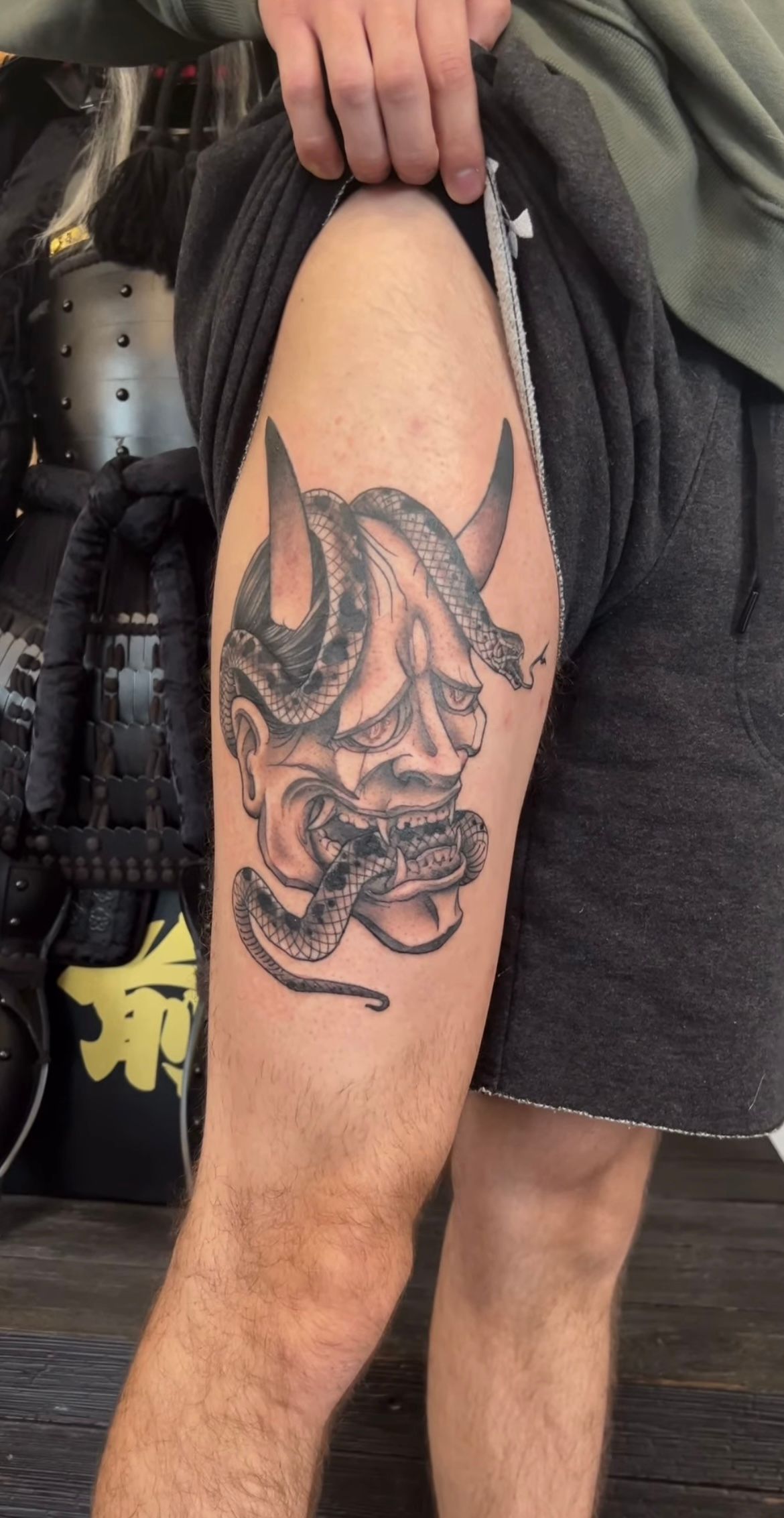 Hannya and Snake Tattoo by Curt Semeniuk at Crimson Empire Tattoo in Edmonton Alberta Canada
