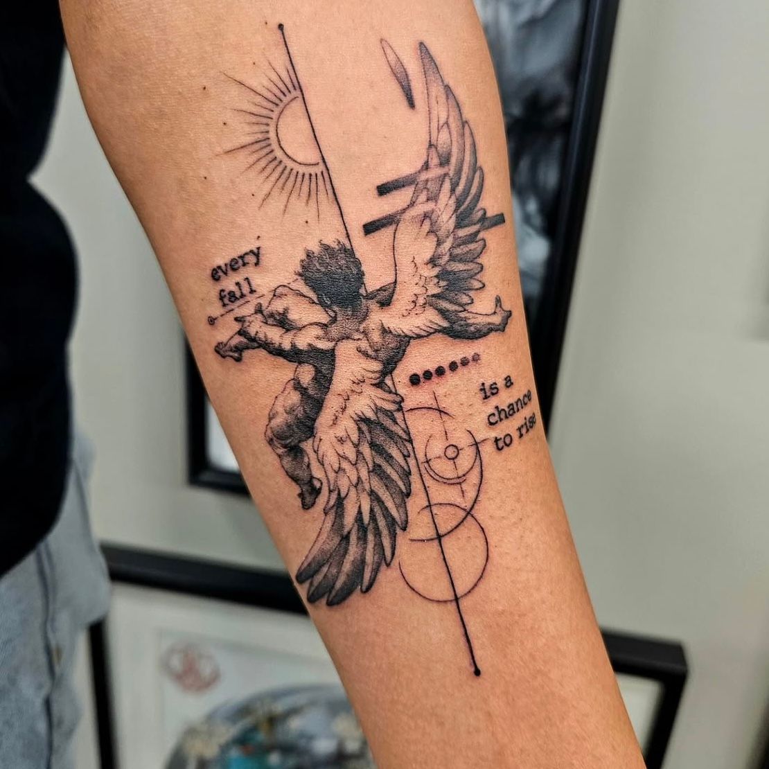 Icarus Tattoo by Ian Wang at Black Gold Tattoo Co in Edmonton Alberta Canada
