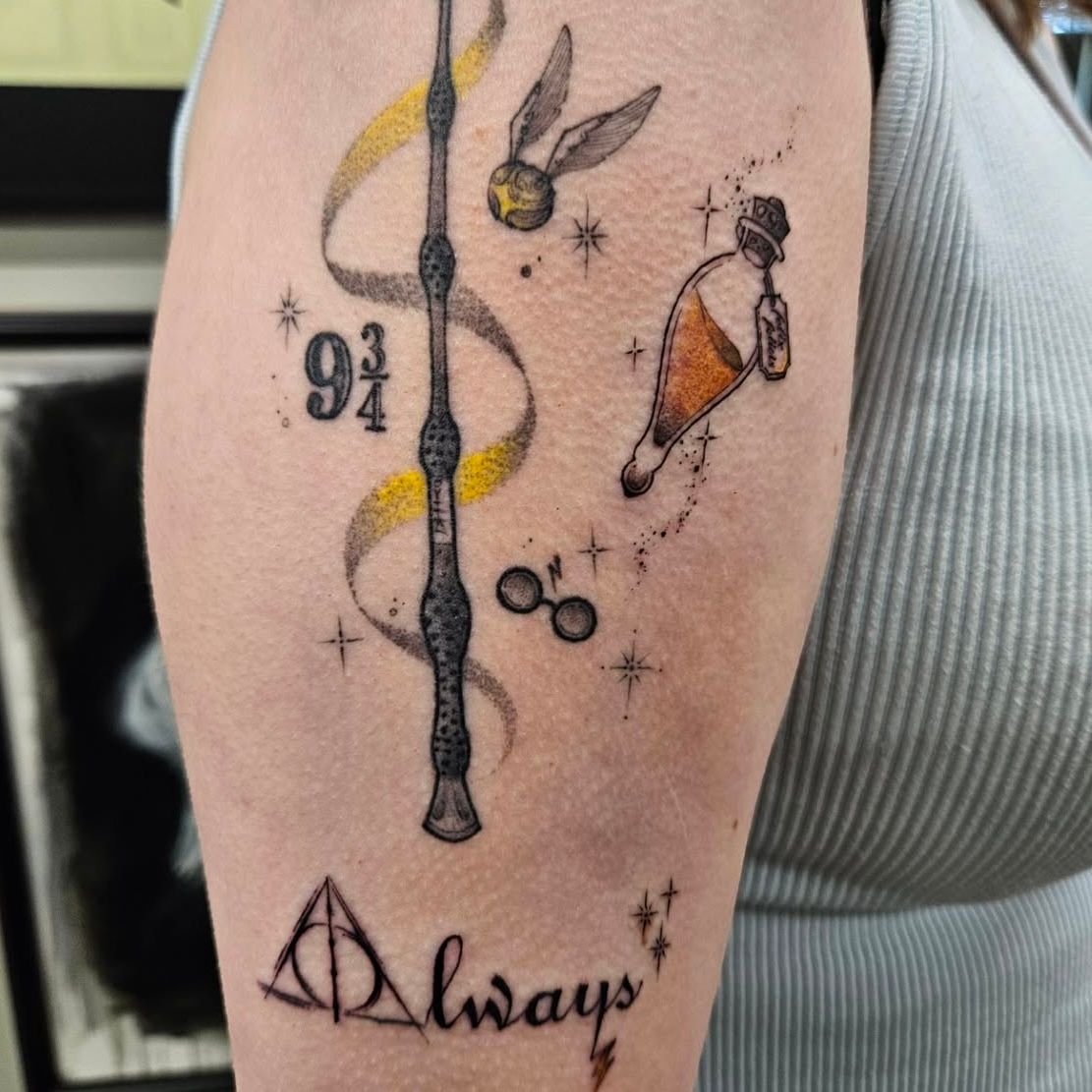 Harry Potter Tattoo by Ian Wang at Black Gold Tattoo Co in Edmonton Alberta Canada