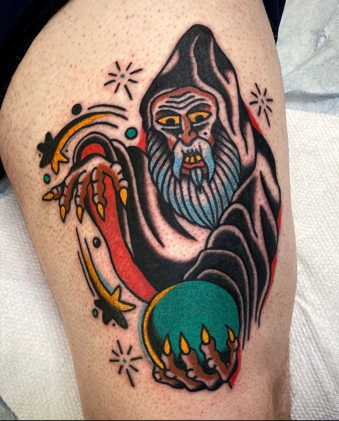Wizard Tattoo by JD Pezderic at Silver Ghost Tattoo in Edmonton Alberta Canada