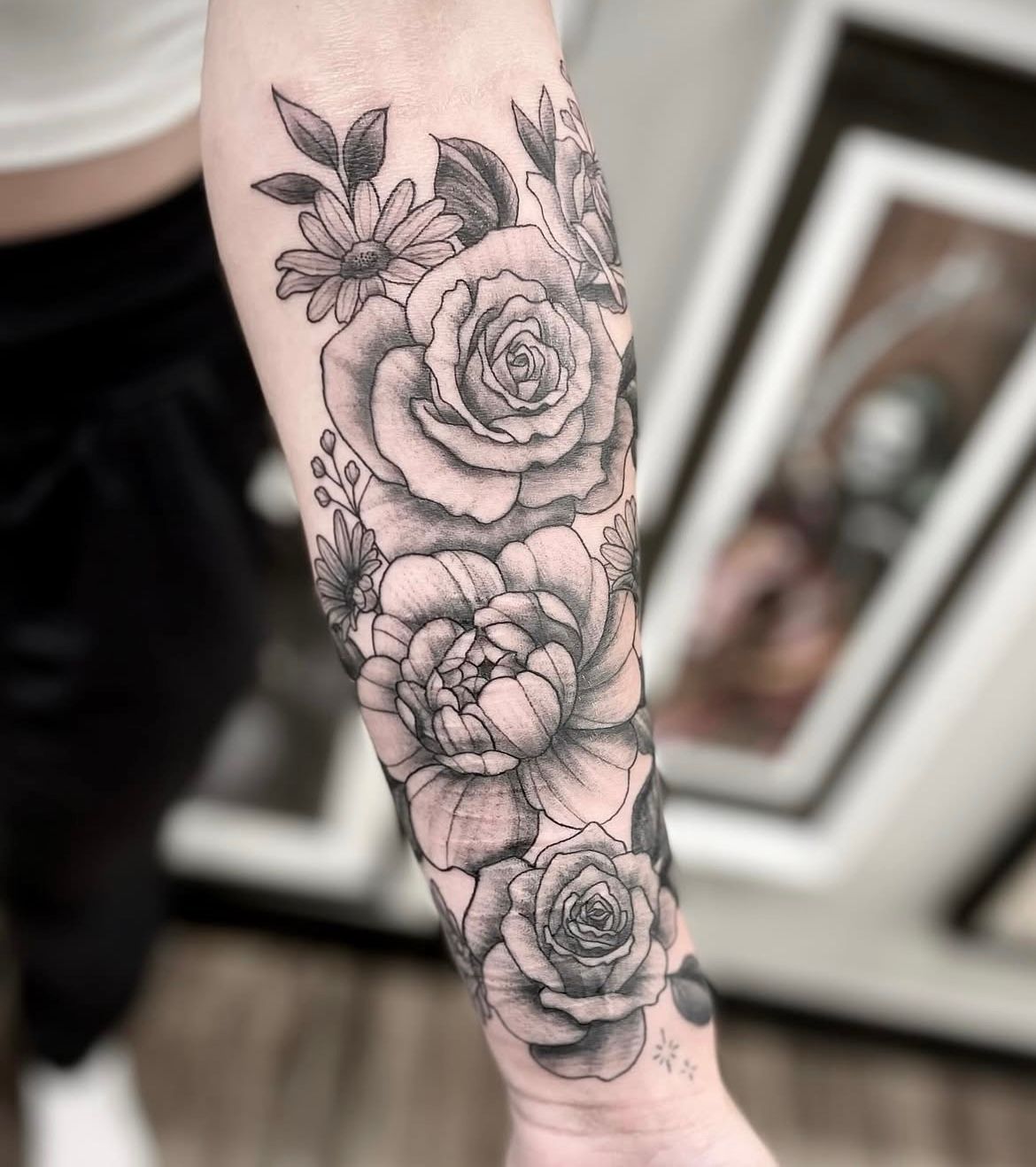 Floral Tattoo by Jess Alther at Black Gold Tattoo Co in Edmonton Alberta Canada