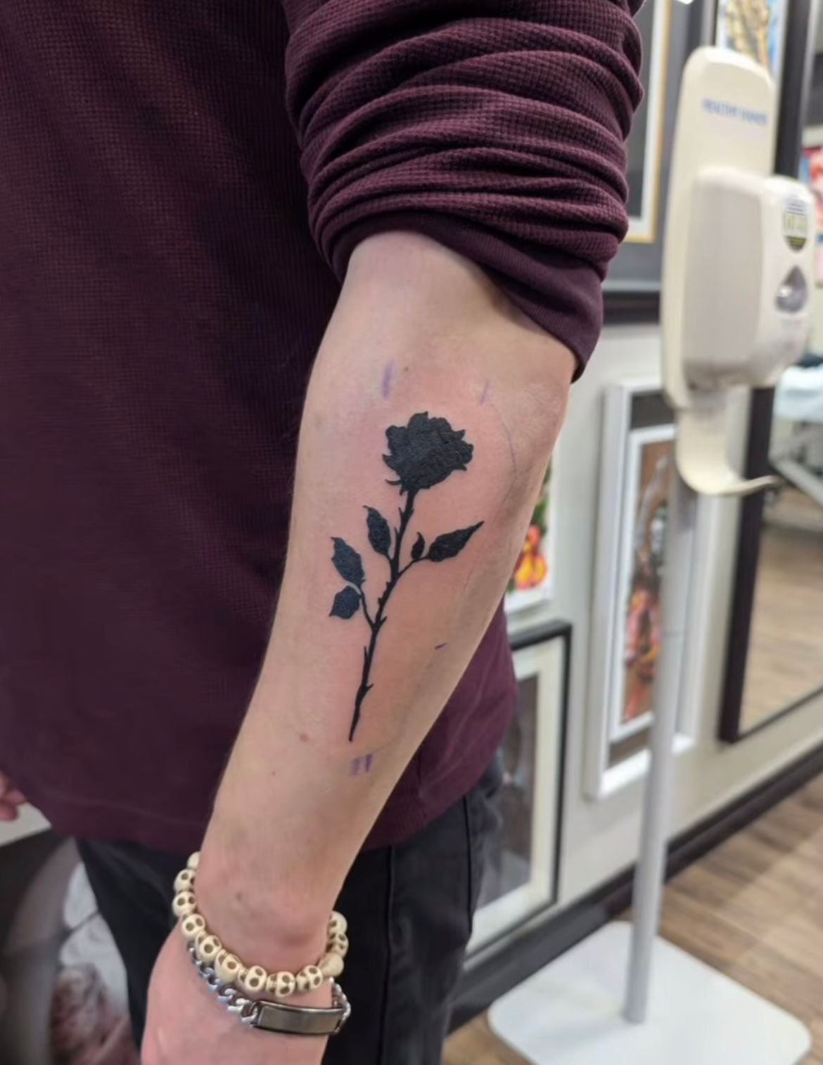 Rose Tattoo by Keon Courtney at Crimson Empire Tattoo in Edmonton Alberta Canada