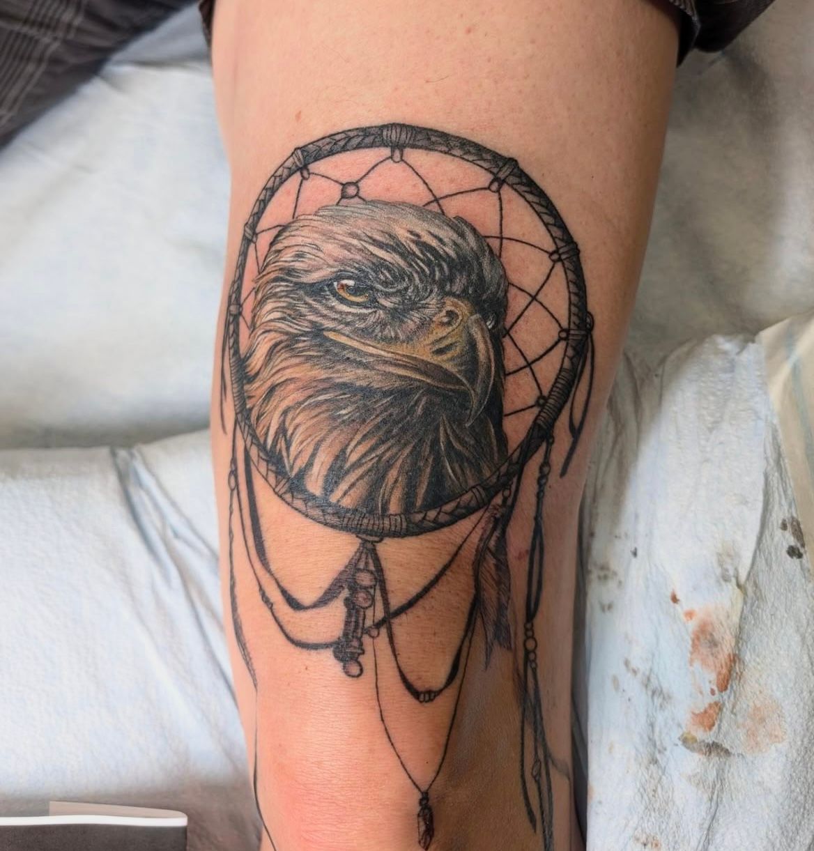 Eagle Tattoo by Kevin Sherritt at Black Gold Tattoo Co in Edmonton Alberta Canada