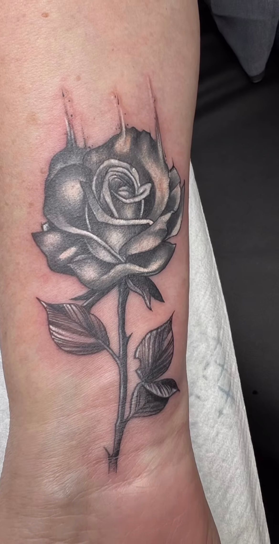 Rose Tattoo by Kevin Sherritt at Black Gold Tattoo Co in Edmonton Alberta Canada