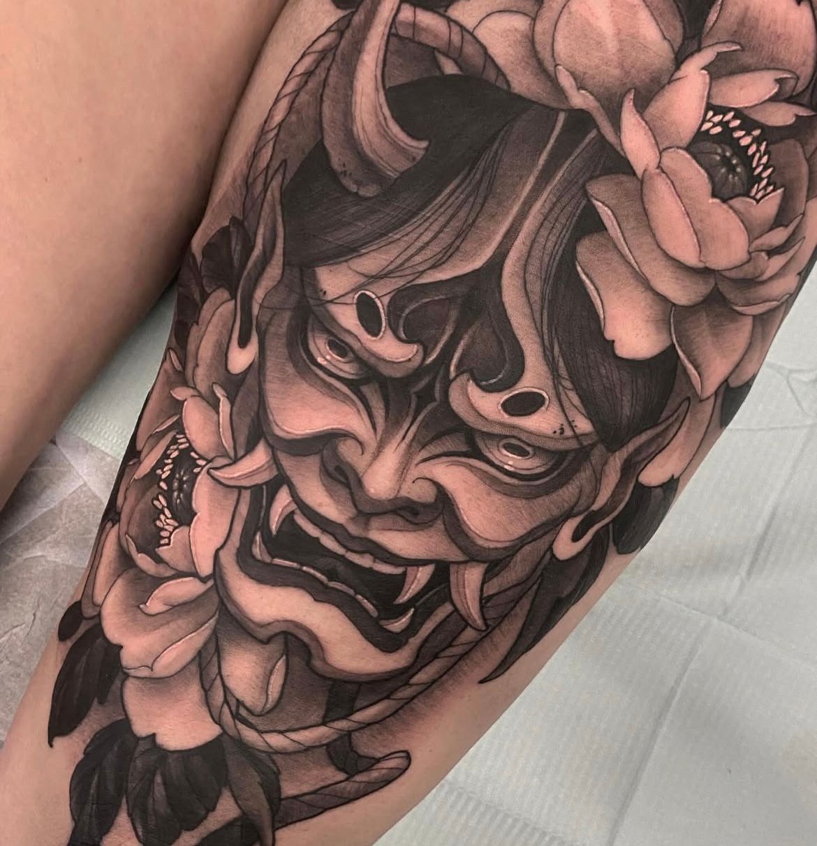 Hannya Tattoo by Sasha Day at Crimson Empire Tattoo in Edmonton Alberta Canada