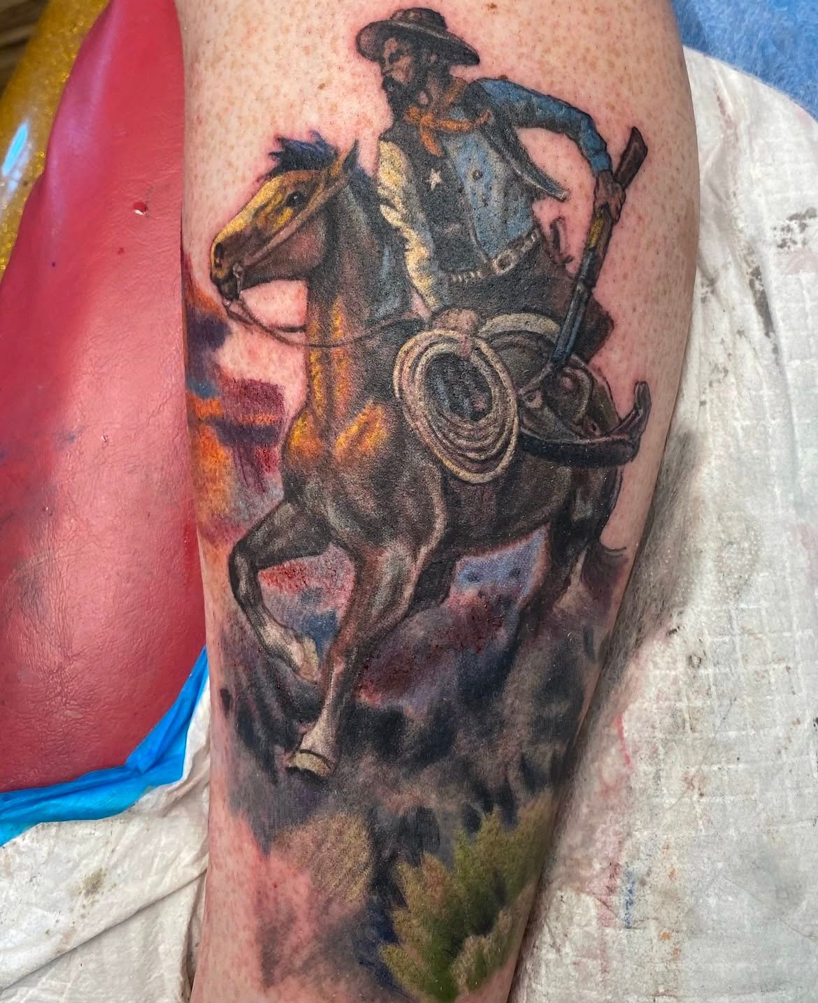 Cowboy Tattoo by Steve Hayes at Black Gold Tattoo Co in Edmonton Alberta Canada