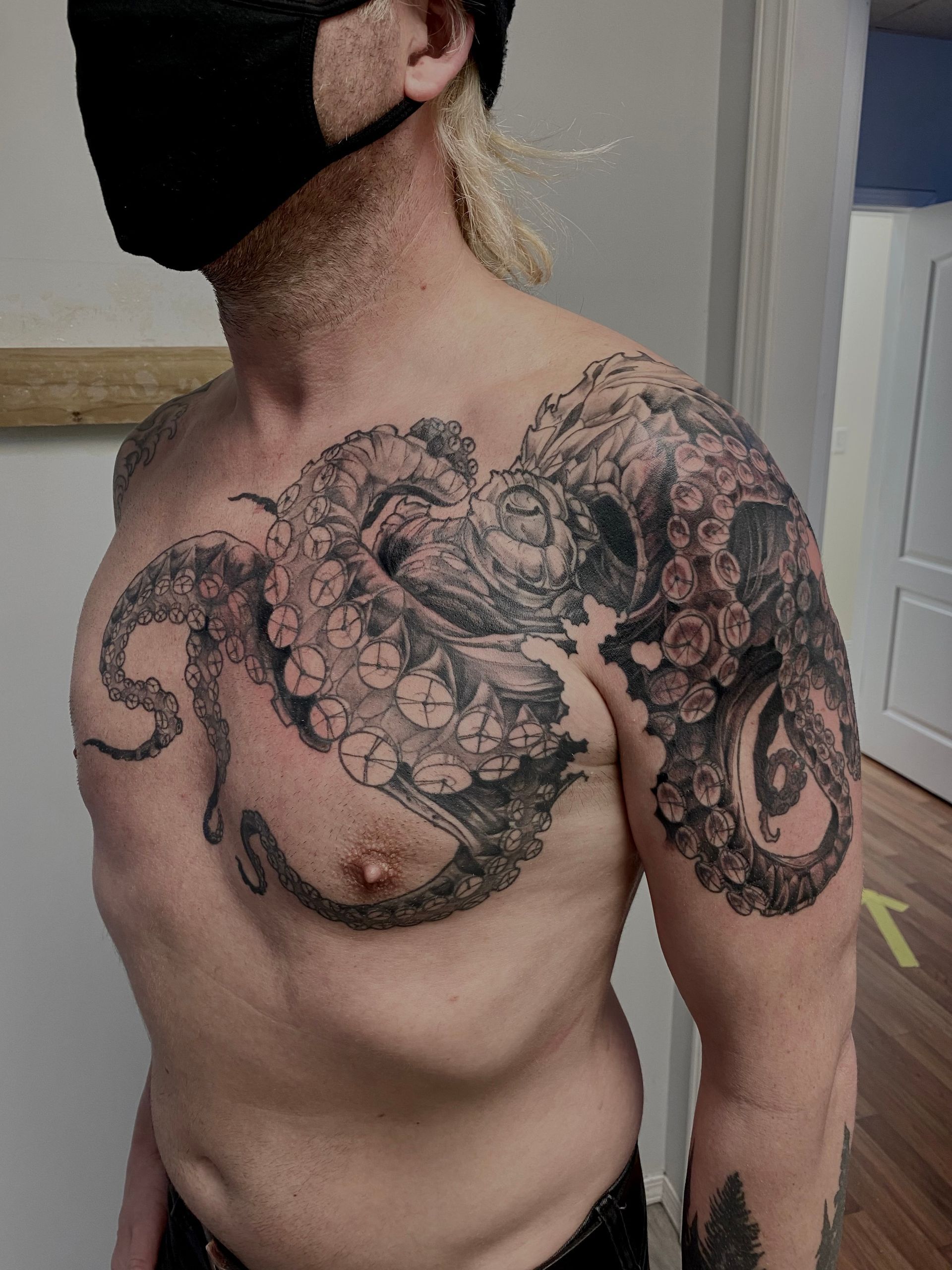 Kraken Tattoo by Brain Dangerfield at Black Gold Tattoo Co in Edmonton Alberta Canada