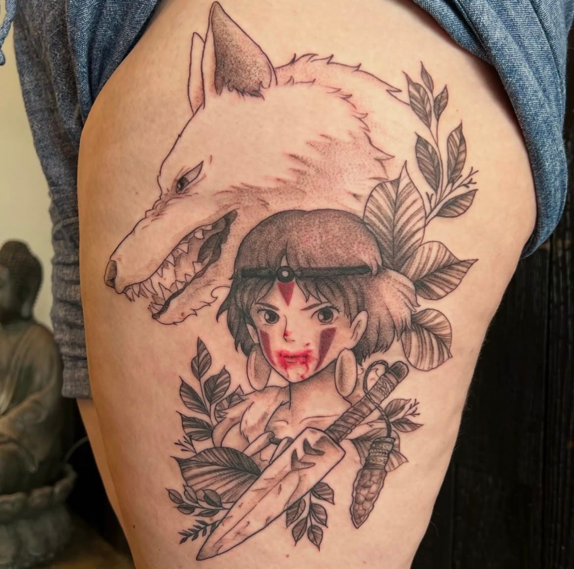 Princess Mononoke Tattoo by Vanessa Spezowka at Crimson Empire Tattoo in Edmonton Alberta Canada