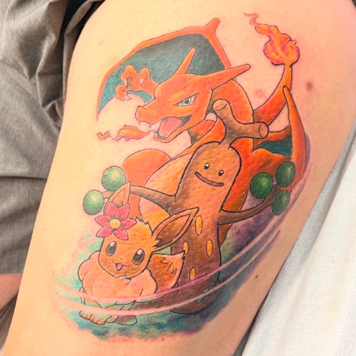 Pokemon Tattoo by Vanessa Spezowka at Crimson Empire Tattoo in Edmonton Alberta Canada