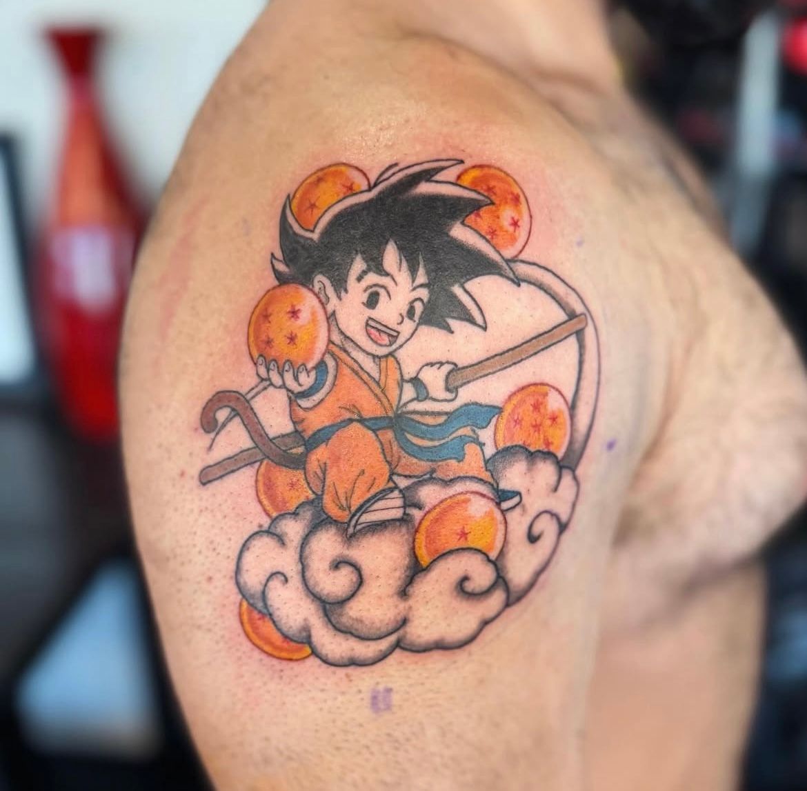 Goku Tattoo by Vinny Nguyen at Crimson Empire Tattoo in Edmonton Alberta Canada