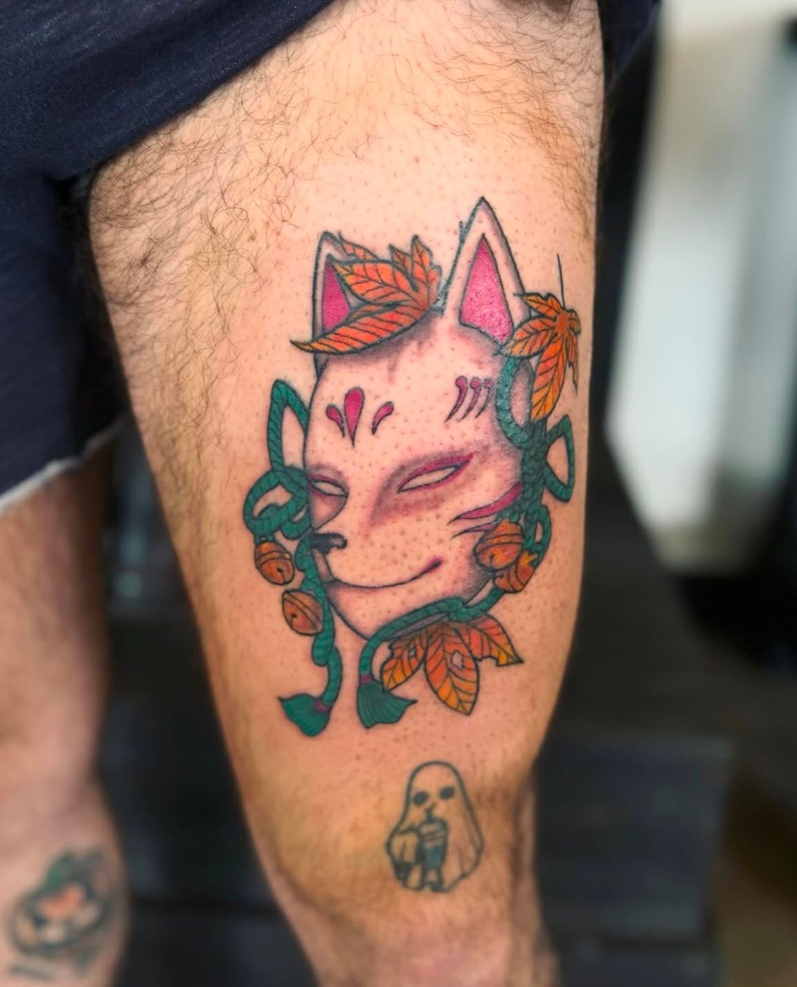 Kitsune Mask Tattoo by Vinny Nguyen at Crimson Empire Tattoo in Edmonton Alberta Canada