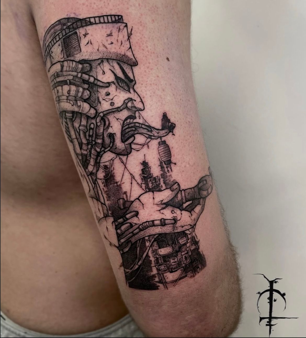 Pain Tattoo by Val at Silver Ghost Tattoo in Edmonton Alberta Canada