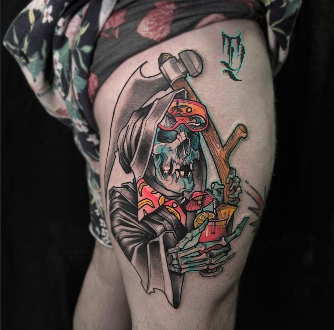 Chill Reaper Tattoo by Val at Silver Ghost Tattoo in Edmonton Alberta Canada