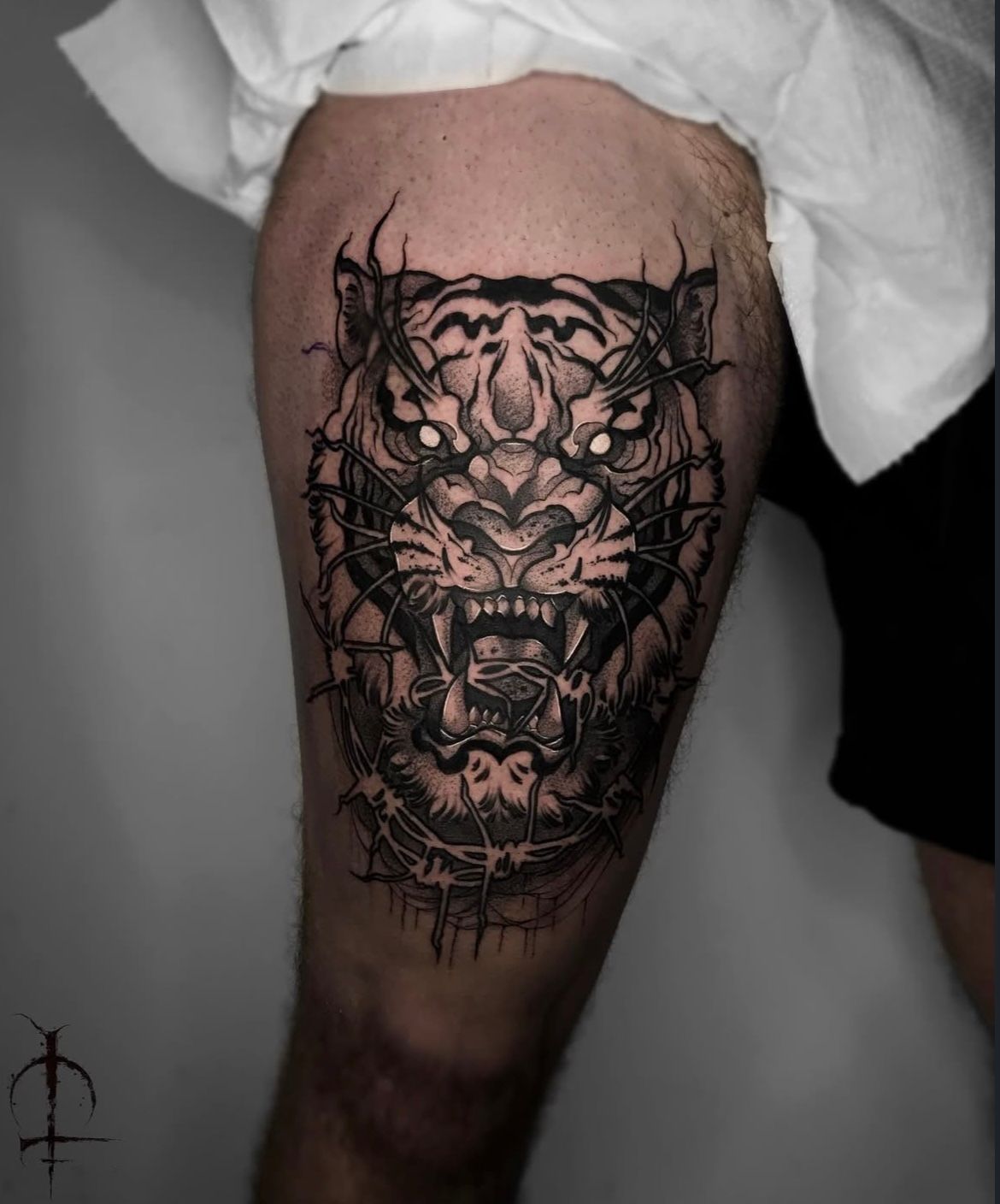 Tiger Tattoo by Val at Silver Ghost Tattoo in Edmonton Alberta Canada