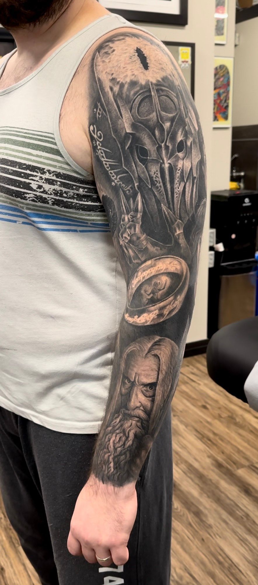 Lord of the Rings Sleeve by Jackson Sukhov at Black Gold Tattoo Co in Edmonton Alberta Canada