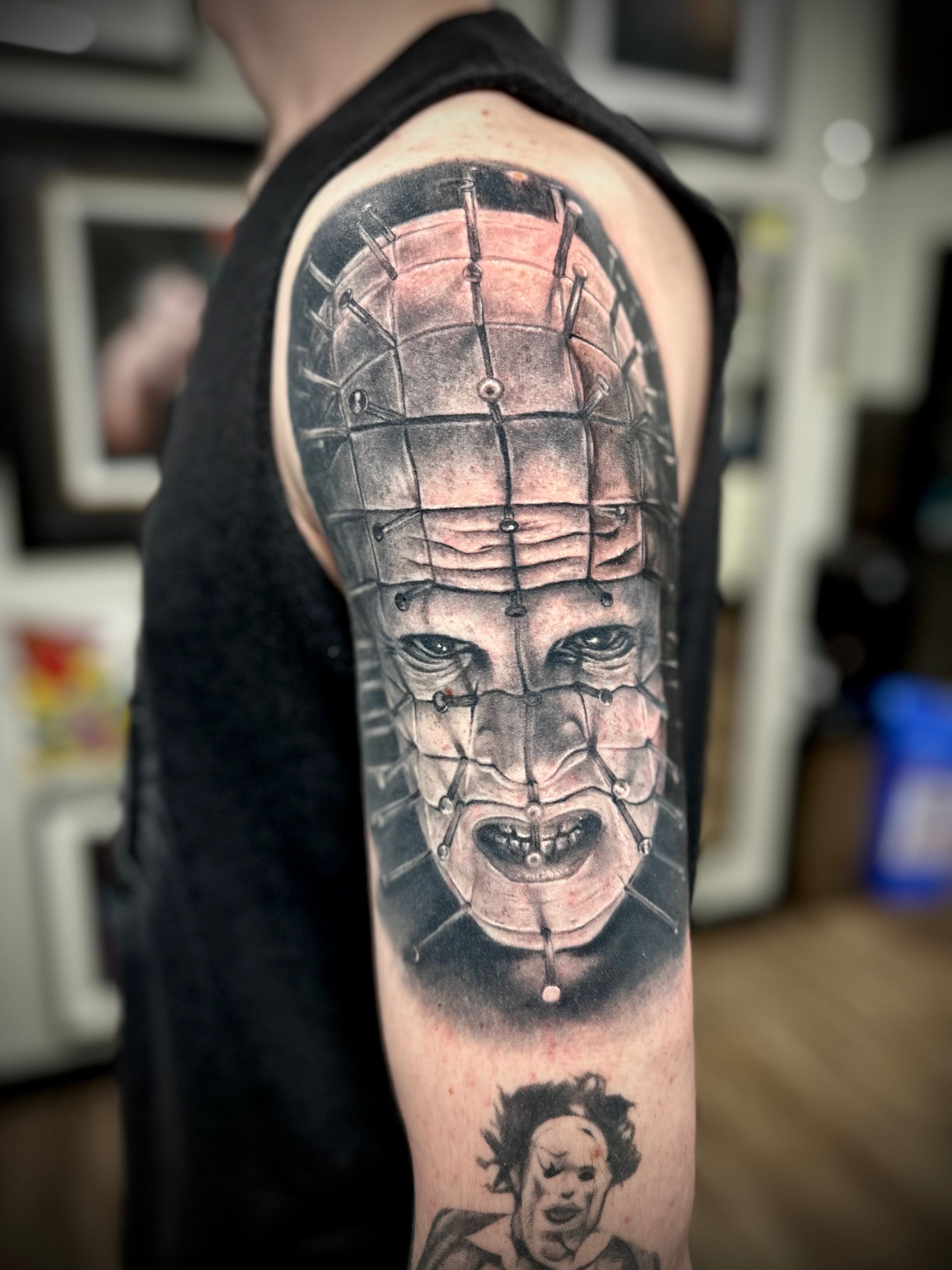 Pinhead Tattoo by Jackson Sukhov at Black Gold Tattoo Co in Edmonton Alberta Canada