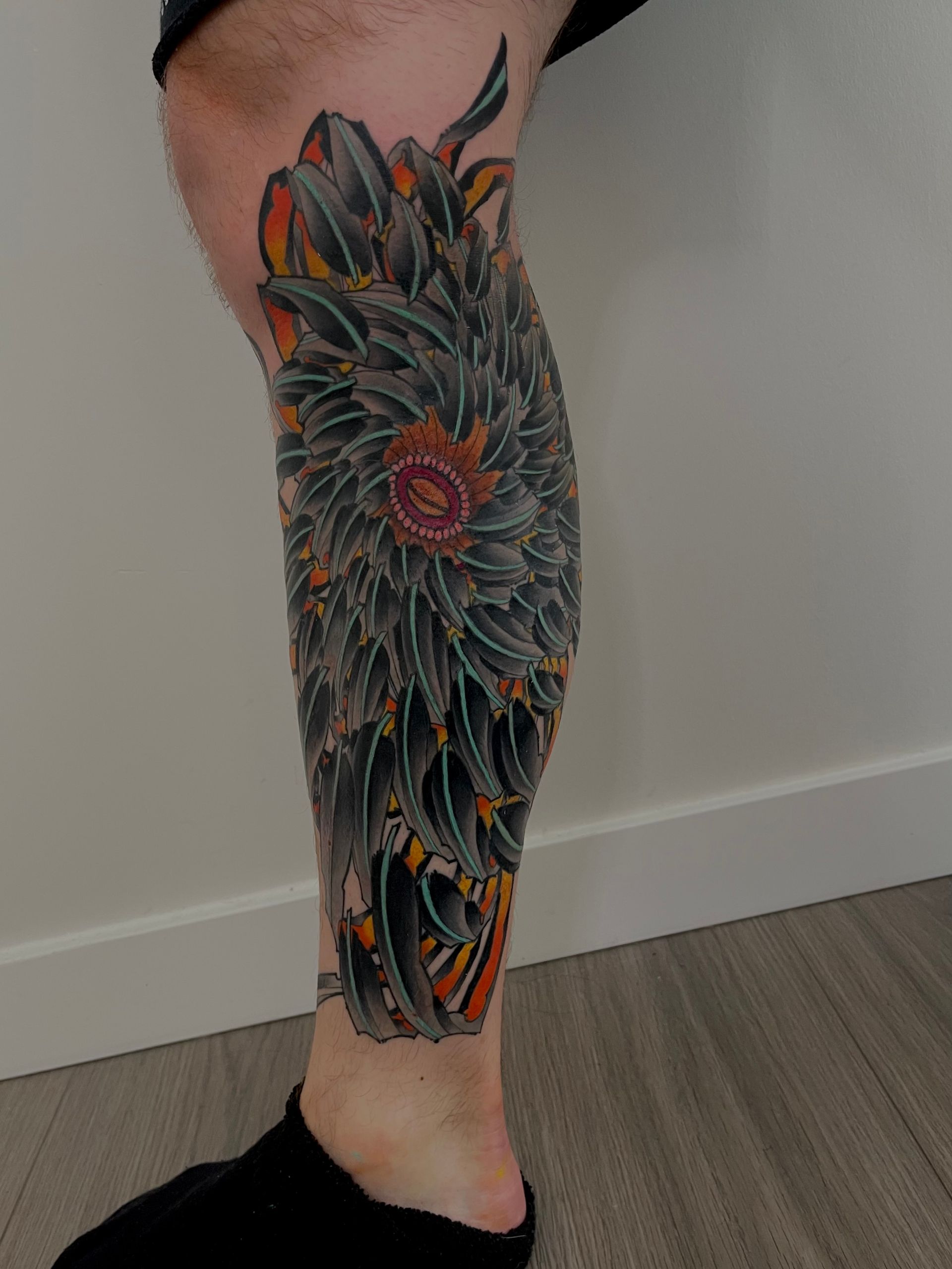 Chrysanthemum Tattoo by Brain Dangerfield at Black Gold Tattoo Co in Edmonton Alberta Canada