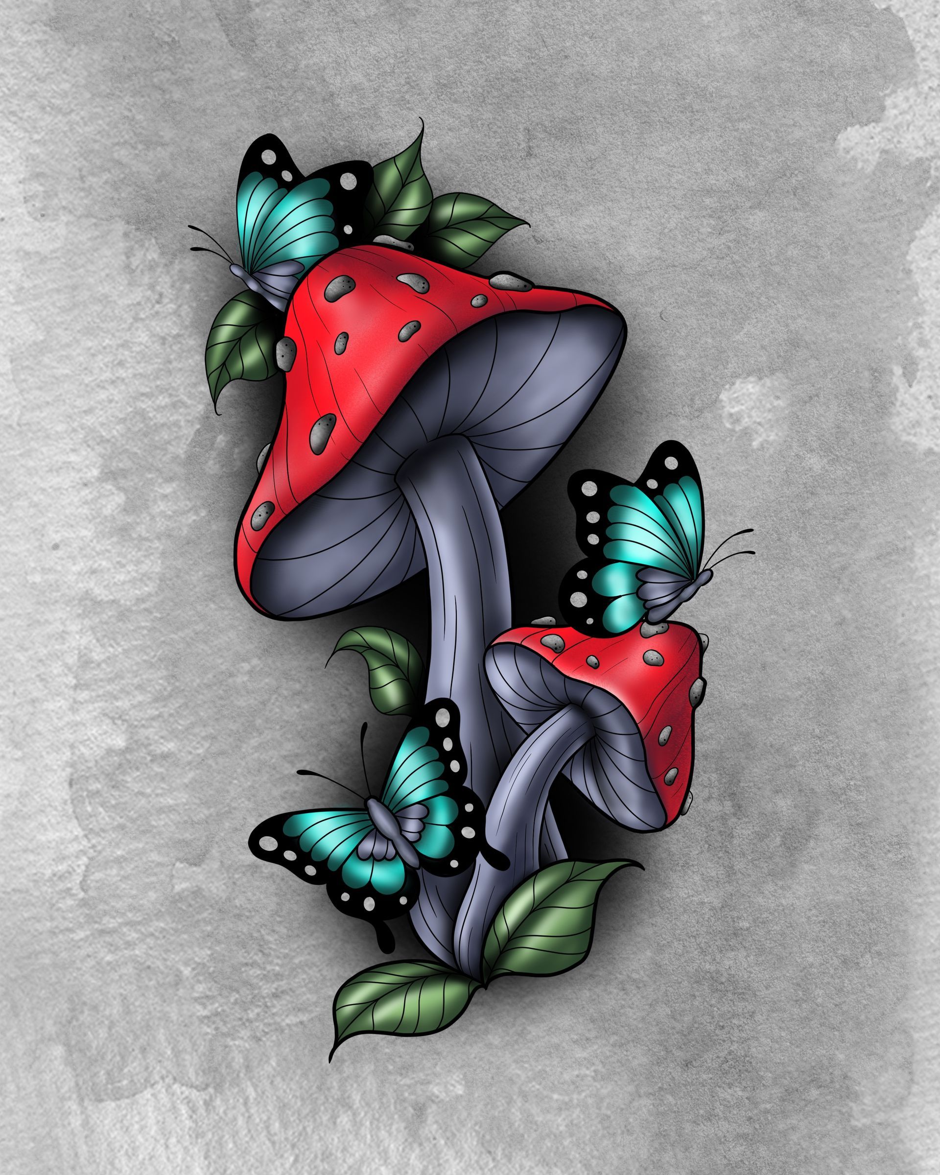 Mushroom Flash Design by Samantha Hnatiw at Crimson Empire Tattoo in Edmonton Alberta Canada