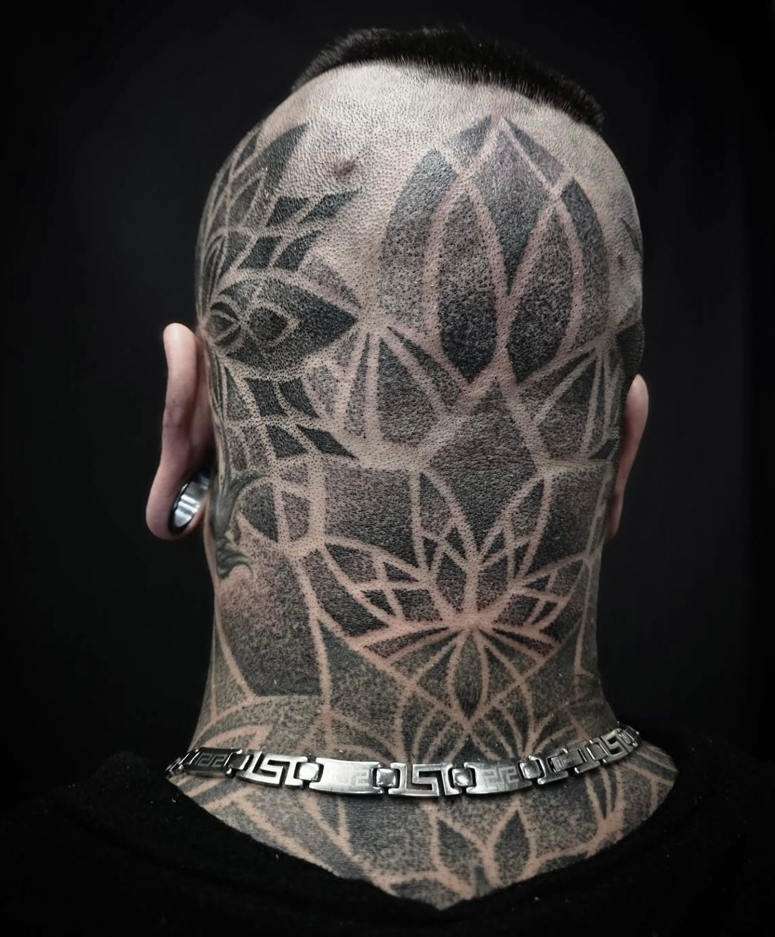 Dotwork Mandala Head Tattoo by Alex Arnautov at Black Gold Tattoo Co in Edmonton Alberta Canada