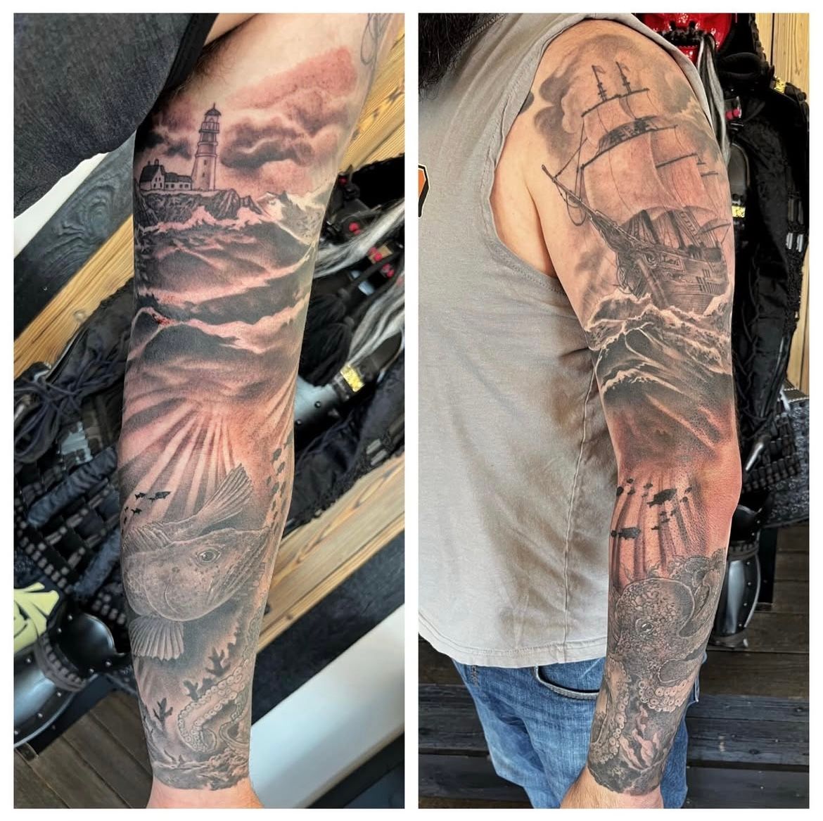 Nautical Sleeve by Chad Lavers at Crimson Empire Tattoo in Edmonton Alberta Canada