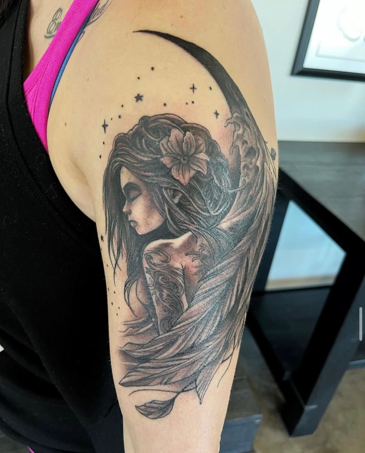 Guardian Angel Tattoo by Chad Lavers at Crimson Empire Tattoo in Edmonton Alberta Canada