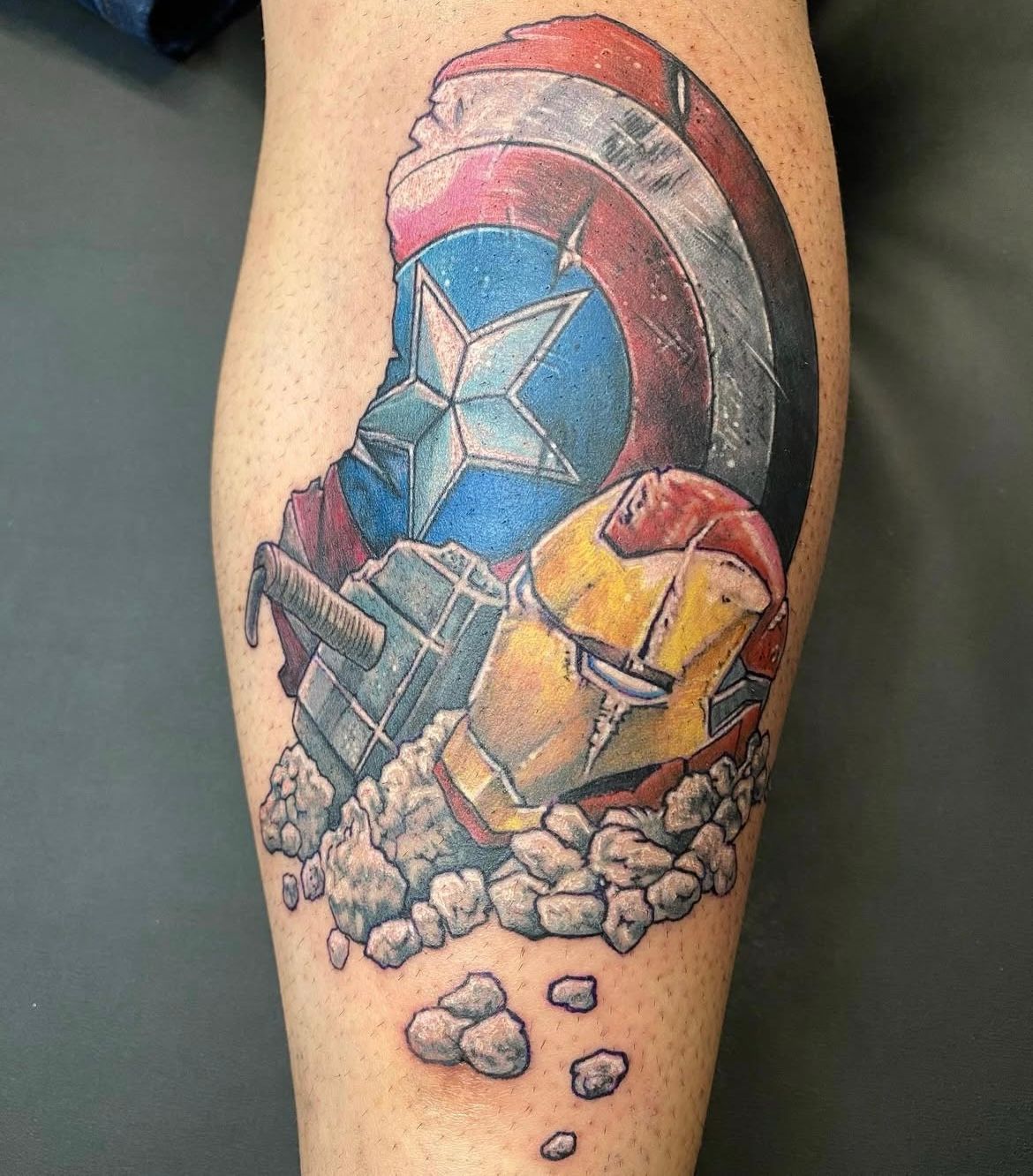 Fallen Marvel Heroes Tattoo by Chris Labrenz at Black Gold Tattoo Co in Edmonton Alberta Canada