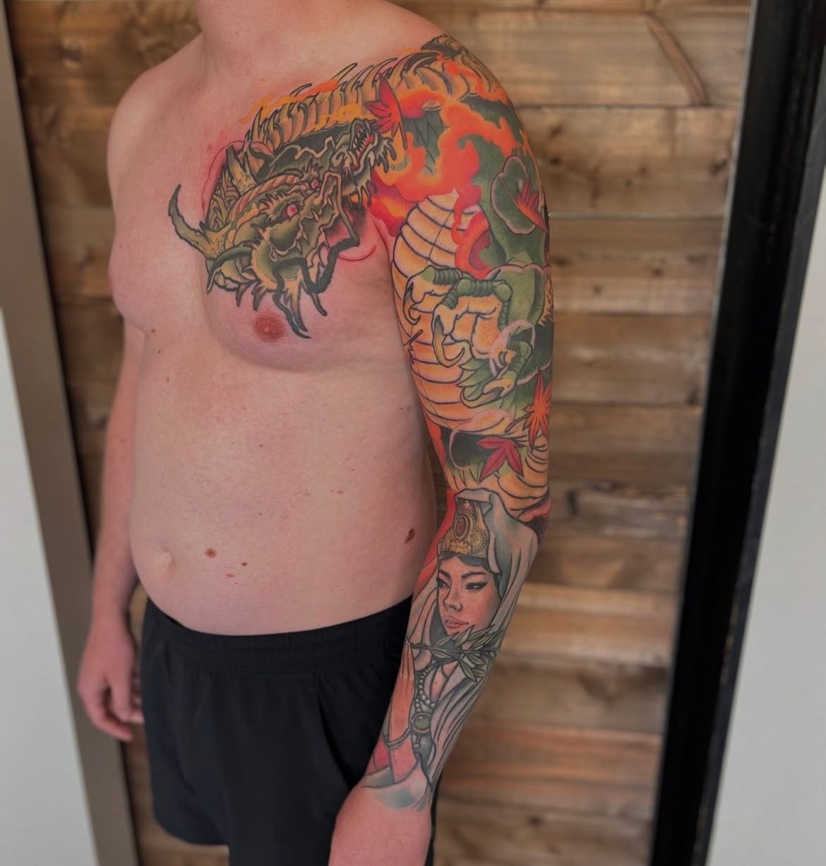 Dragon Sleeve by Curt Semeniuk at Crimson Empire Tattoo in Edmonton Alberta Canada