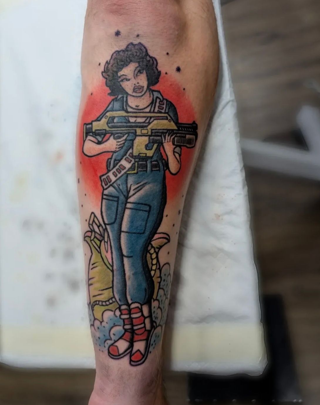 Ripley Alien Tattoo by Kevin Sherritt at Black Gold Tattoo Co in Edmonton Alberta Canada