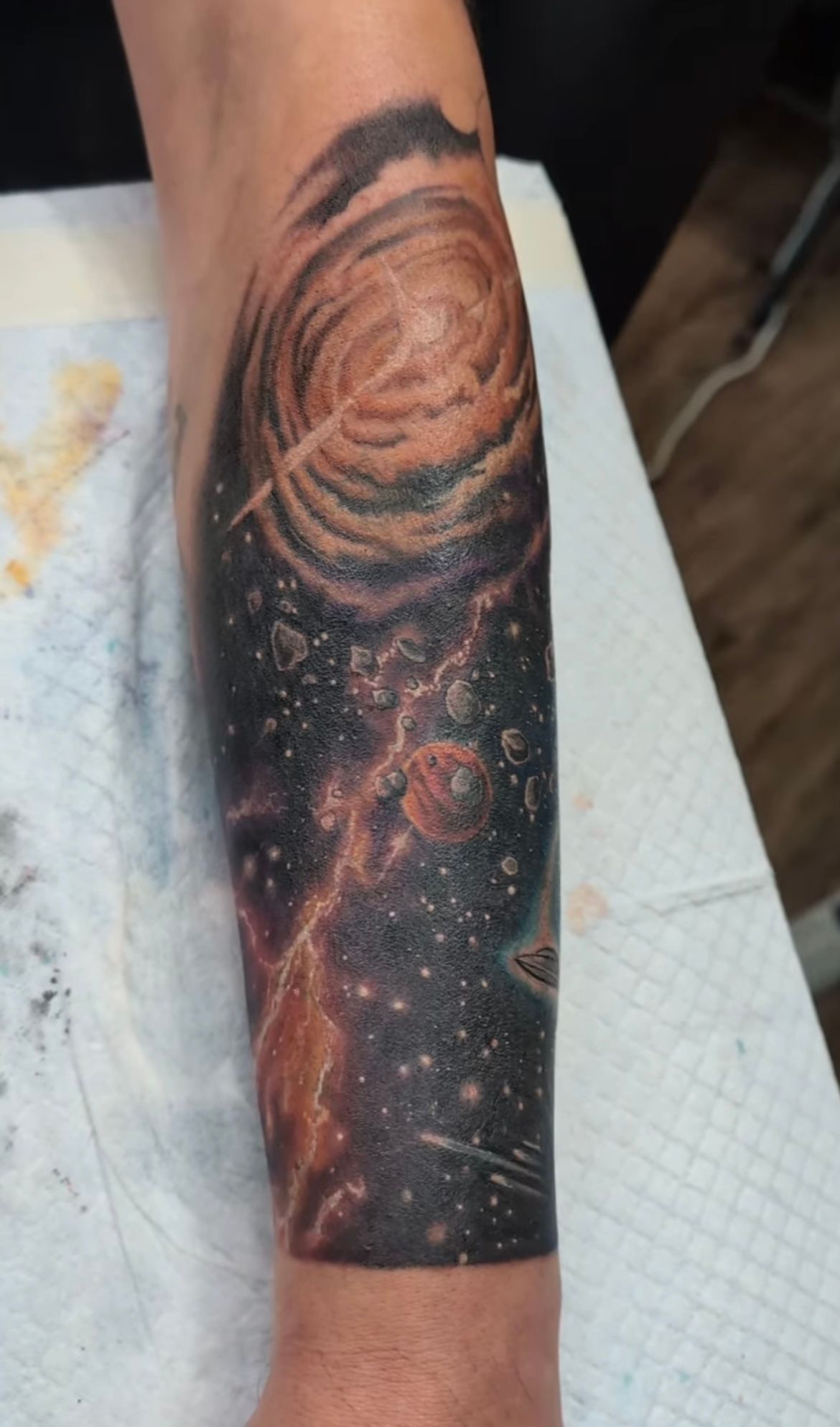 Space Tattoo by Kevin Sherritt at Black Gold Tattoo Co in Edmonton Alberta Canada