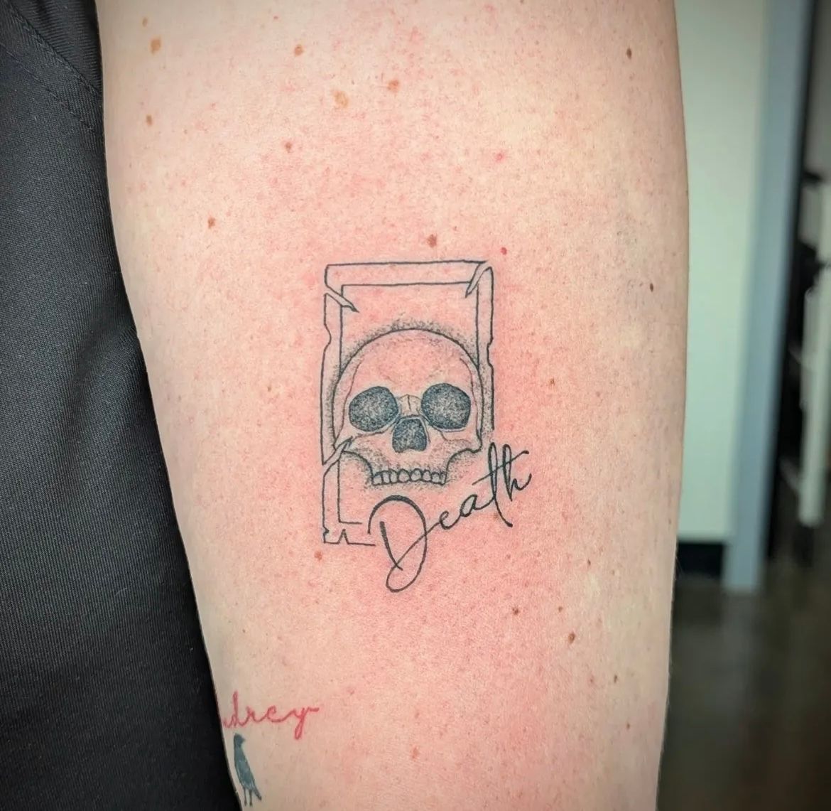 Death Card Tattoo by Samantha Hnatiw at Crimson Empire Tattoo in Edmonton Alberta Canada