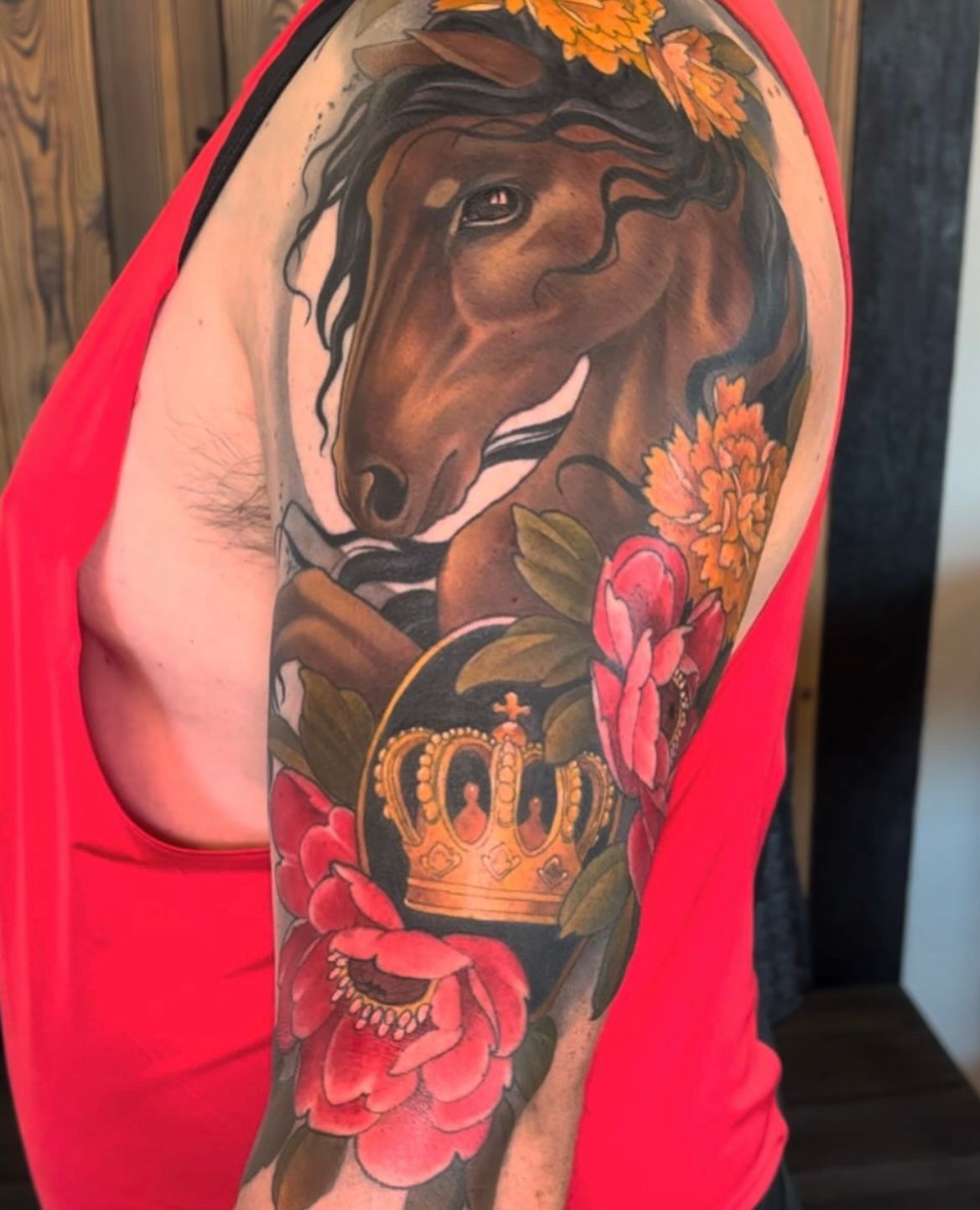 Stallion Tattoo by Sasha Day at Crimson Empire Tattoo in Edmonton Alberta Canada