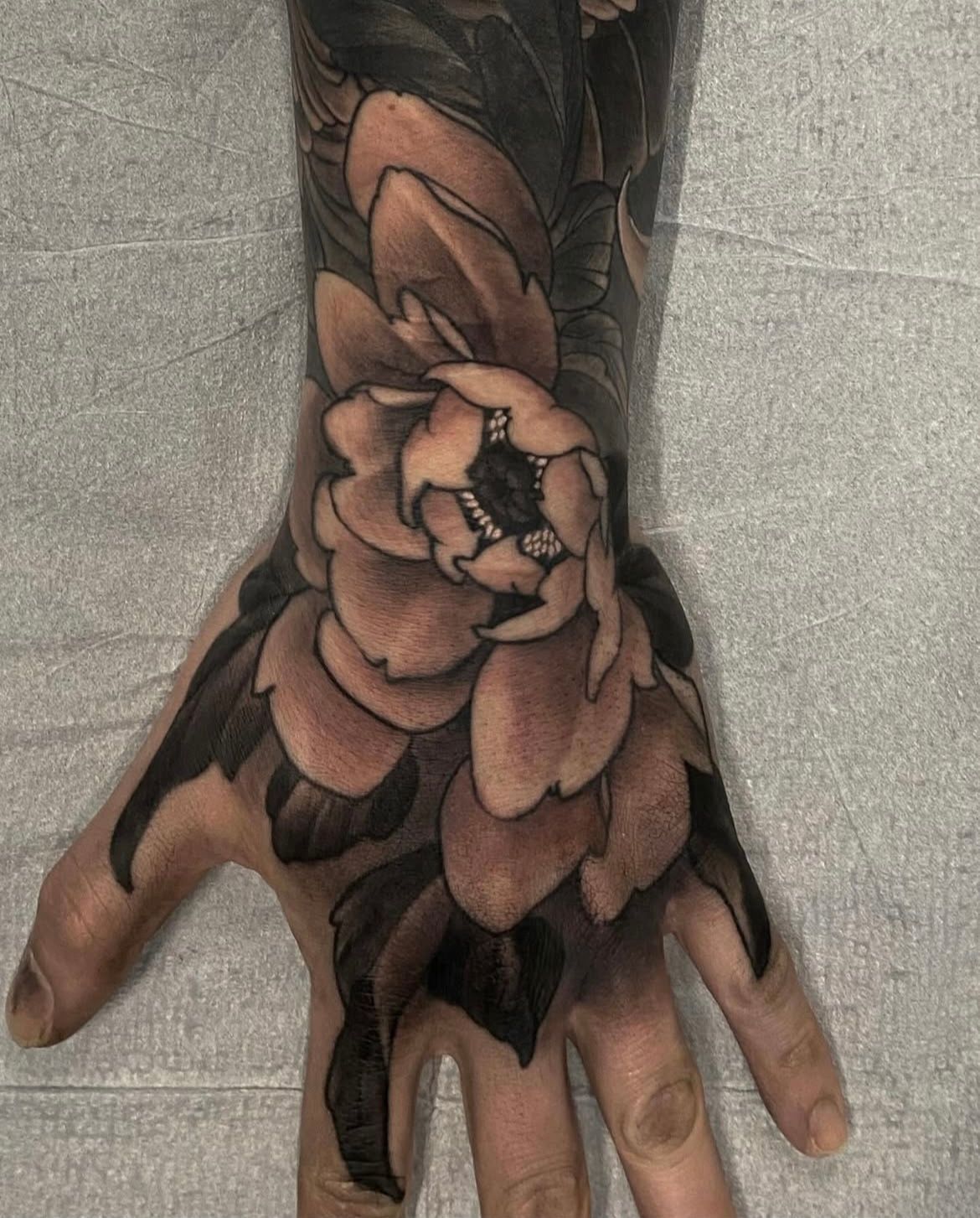 Peony Tattoo by Sasha Day at Crimson Empire Tattoo in Edmonton Alberta Canada