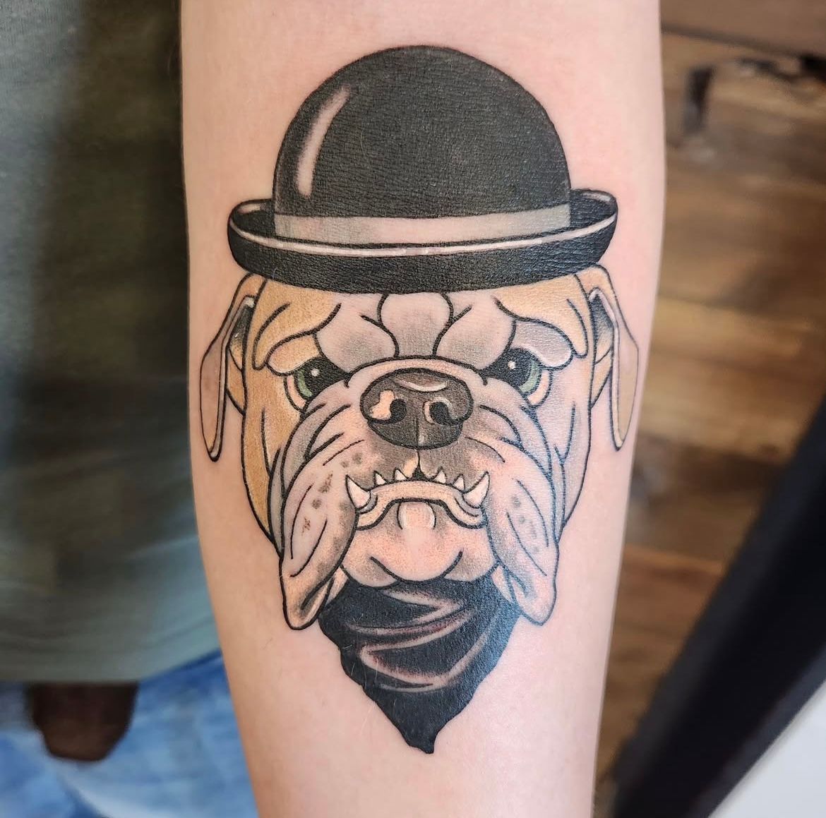 Bulldog Tattoo by Sheila Anderson at Crimson Empire Tattoo in Edmonton Alberta Canada