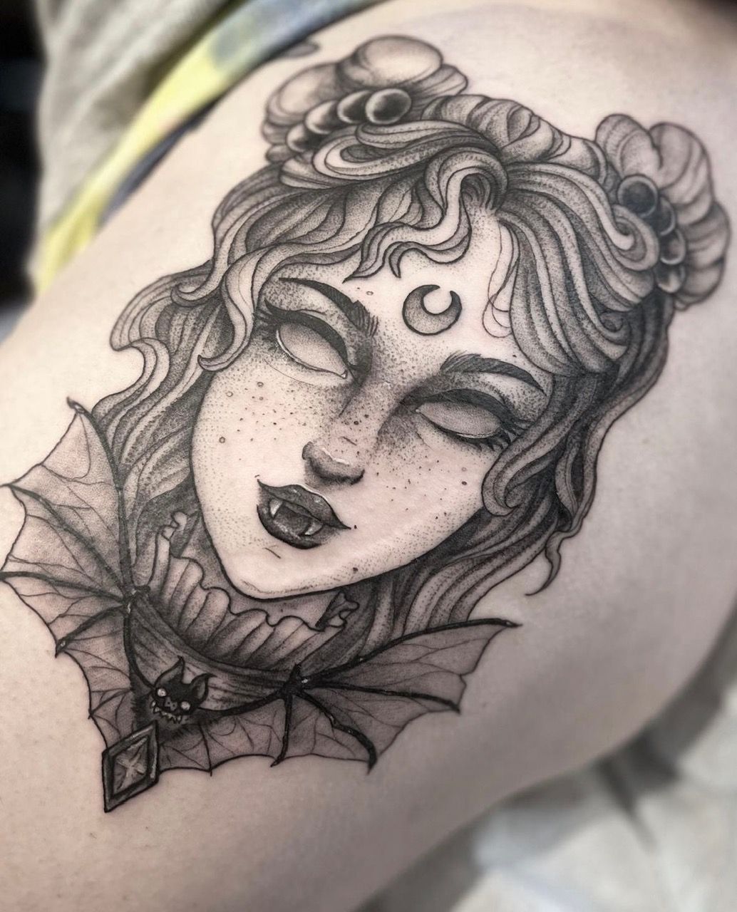 Vampire Lady Tattoo by Vanessa Spezowka at Crimson Empire Tattoo in Edmonton Alberta Canada