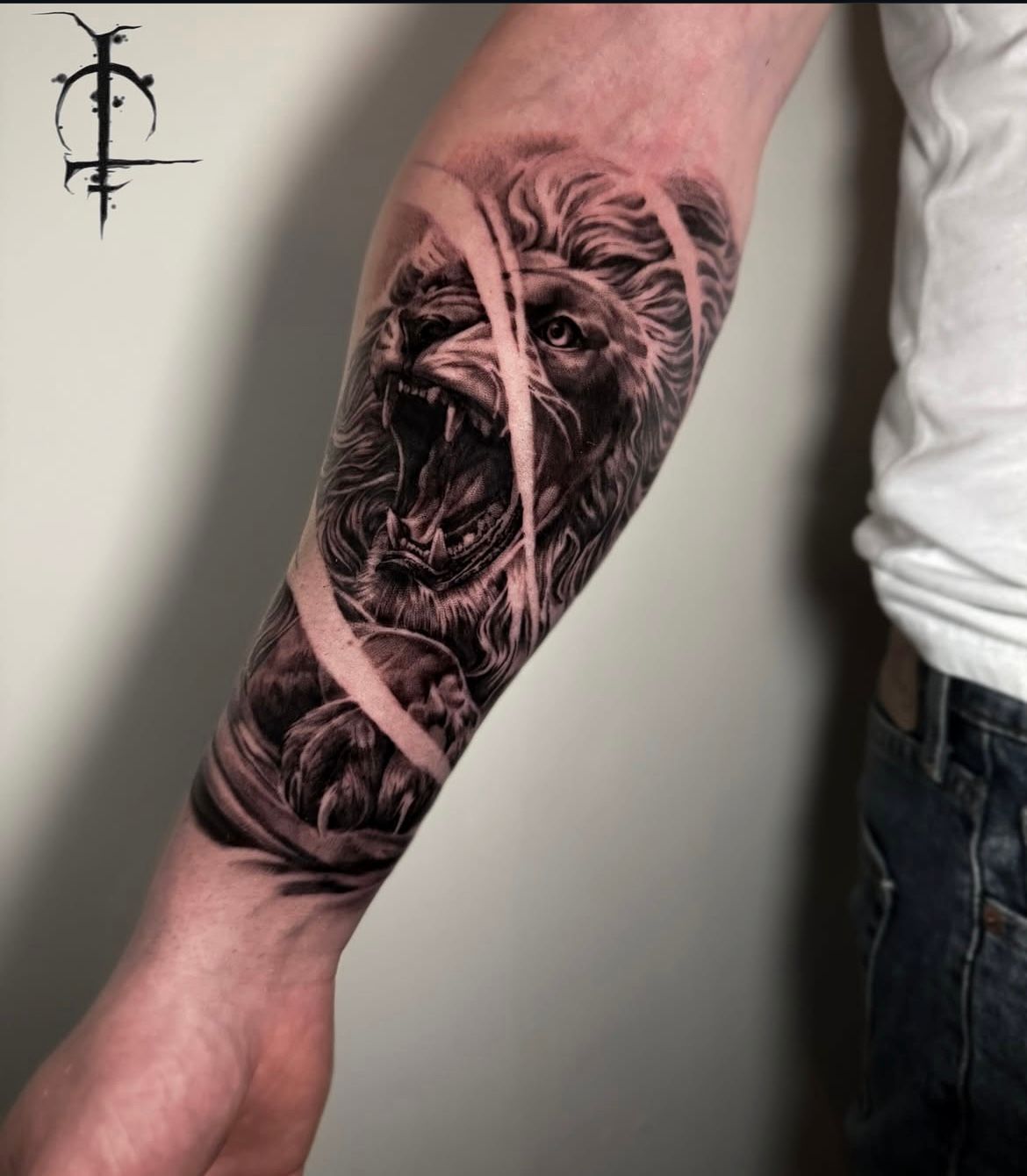 Lion Tattoo by Val at Silver Ghost Tattoo in Edmonton Alberta Canada