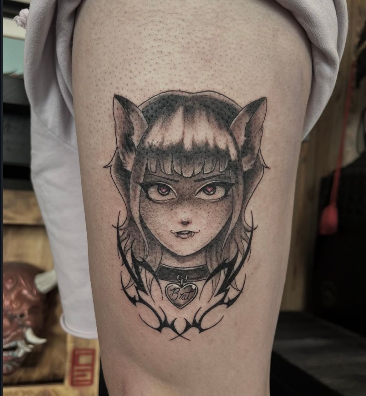 Cat Girl Tattoo by Vanessa Spezowka at Crimson Empire Tattoo in Edmonton Alberta Canada