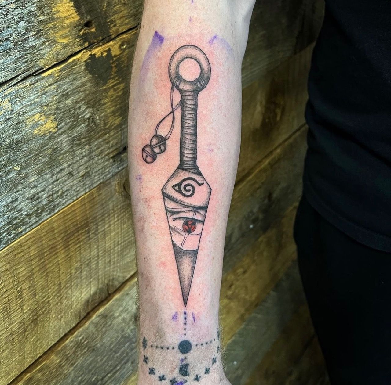 Sharingan Kunai Tattoo by Vinny Nguyen at Crimson Empire Tattoo in Edmonton Alberta Canada
