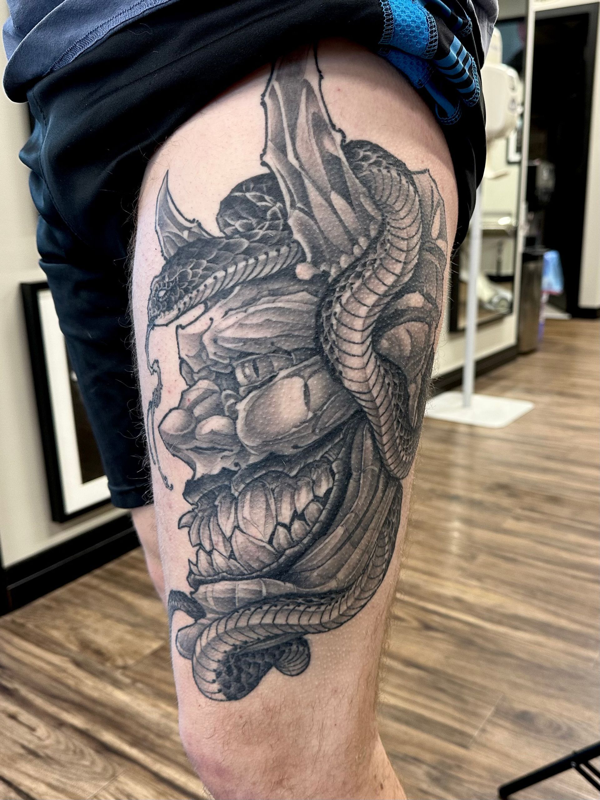 Snake and Hannya Tattoo by Brain Dangerfield at Black Gold Tattoo Co in Edmonton Alberta Canada