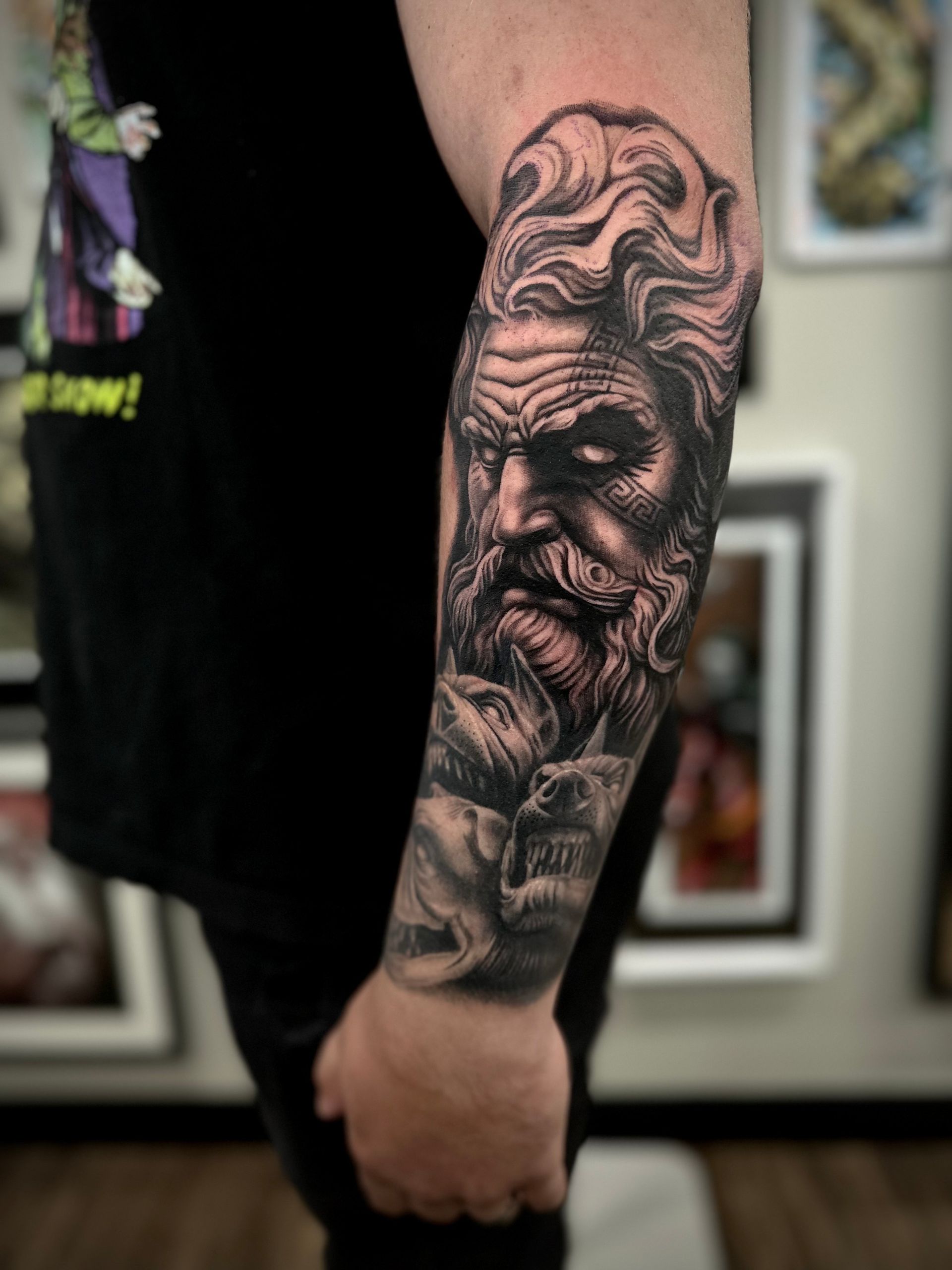 Hades and Cerberus Tattoo by Jackson Sukhov at Black Gold Tattoo Co in Edmonton Alberta Canada