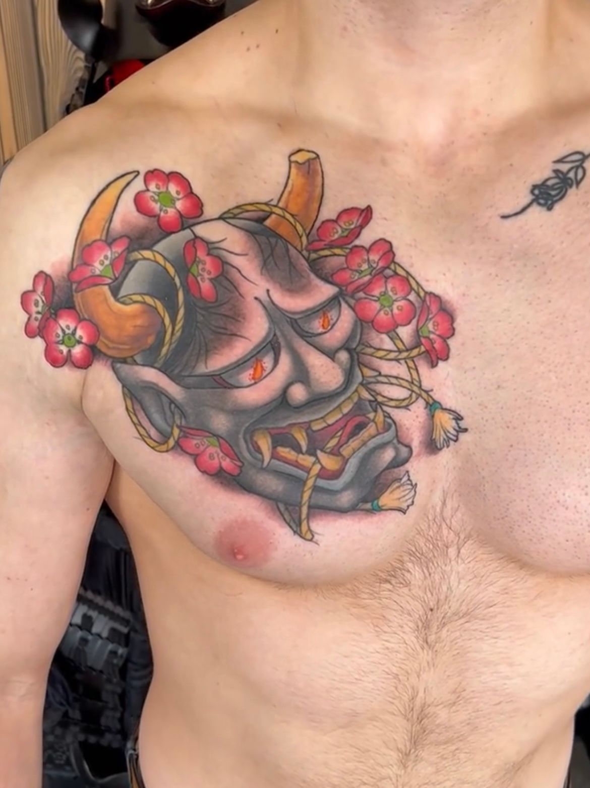 Hannya Mask Tattoo by Curt Semeniuk at Crimson Empire Tattoo in Edmonton Alberta Canada