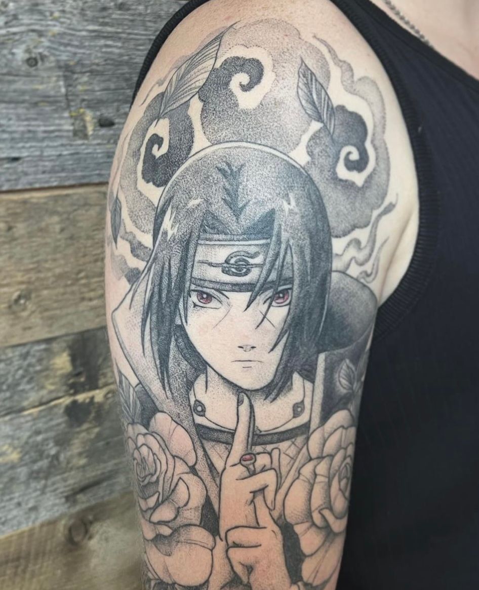 Itachi Tattoo by Vanessa Spezowka at Crimson Empire Tattoo in Edmonton Alberta Canada