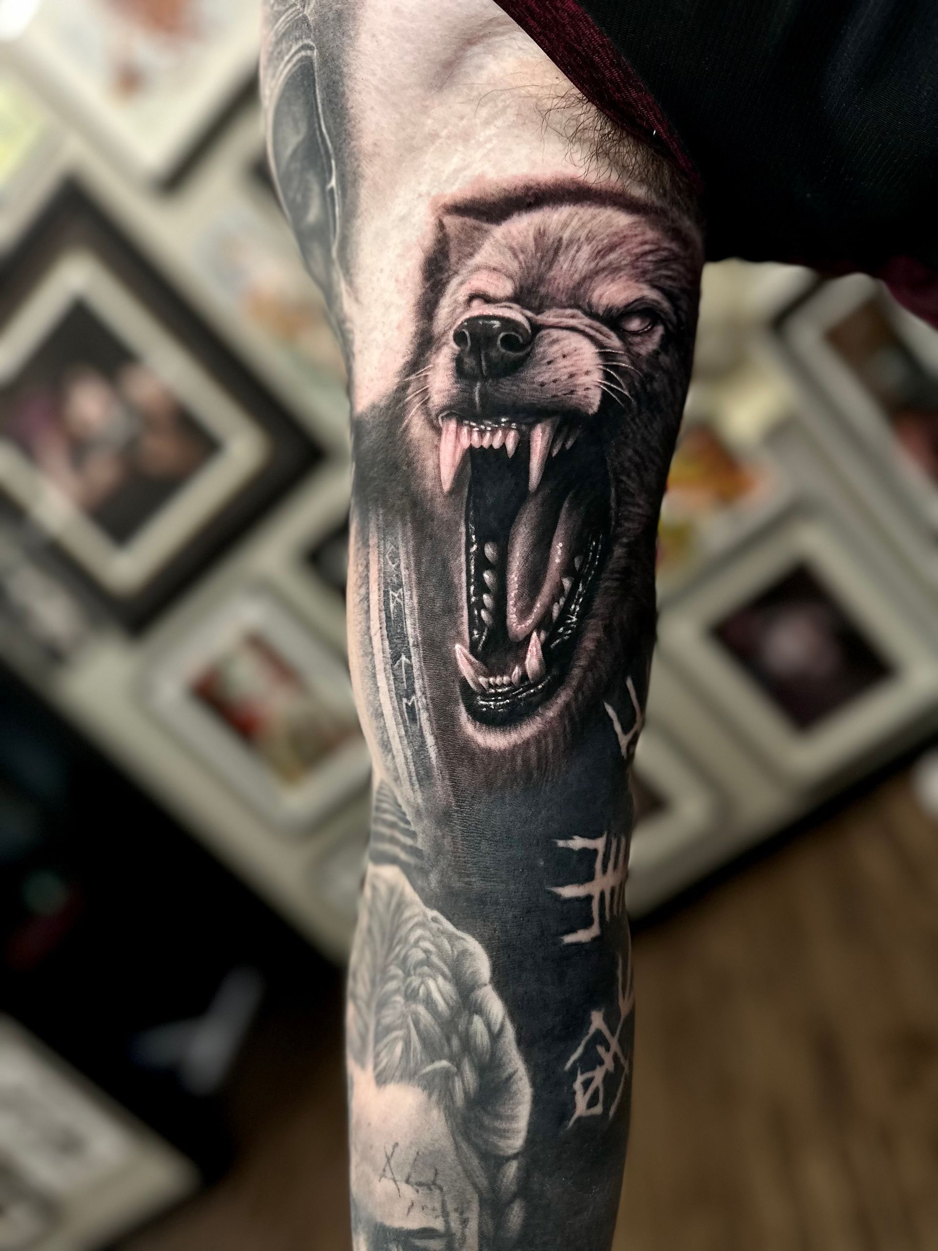 Wolf Tattoo by Jackson Sukhov at Black Gold Tattoo Co in Edmonton Alberta Canada