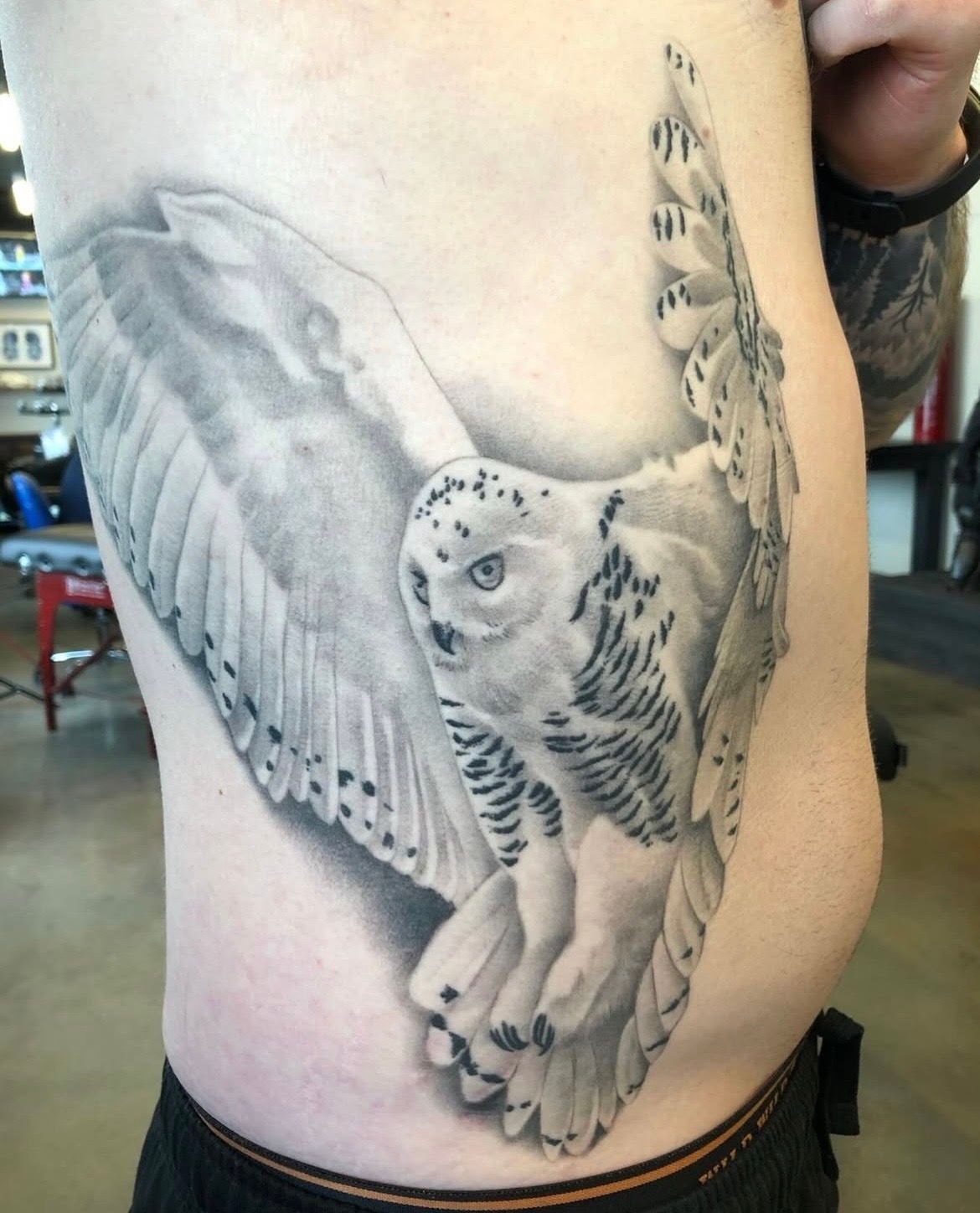 Snowy Owl Tattoo by Chad Lavers at Crimson Empire Tattoo in Edmonton Alberta Canada