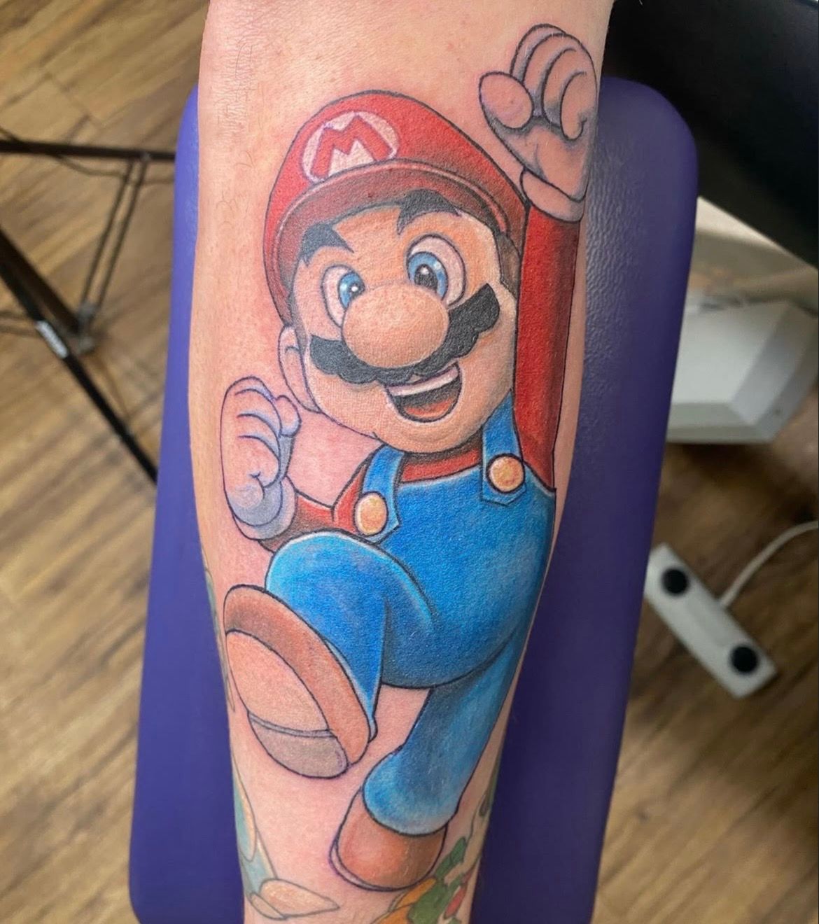 Mario Tattoo by Chris Labrenz at Black Gold Tattoo Co in Edmonton Alberta Canada