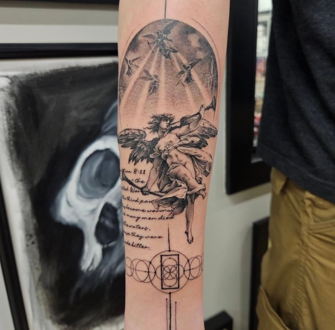 7 Angels Tattoo by Ian Wang at Black Gold Tattoo Co in Edmonton Alberta Canada