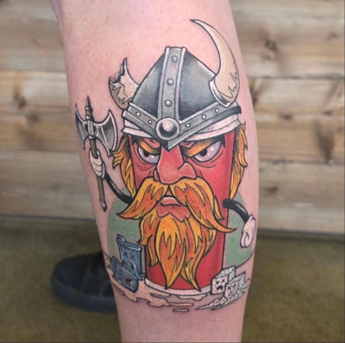 Viking Coffee Cup Tattoo by Sheila Anderson at Crimson Empire Tattoo in Edmonton Alberta Canada