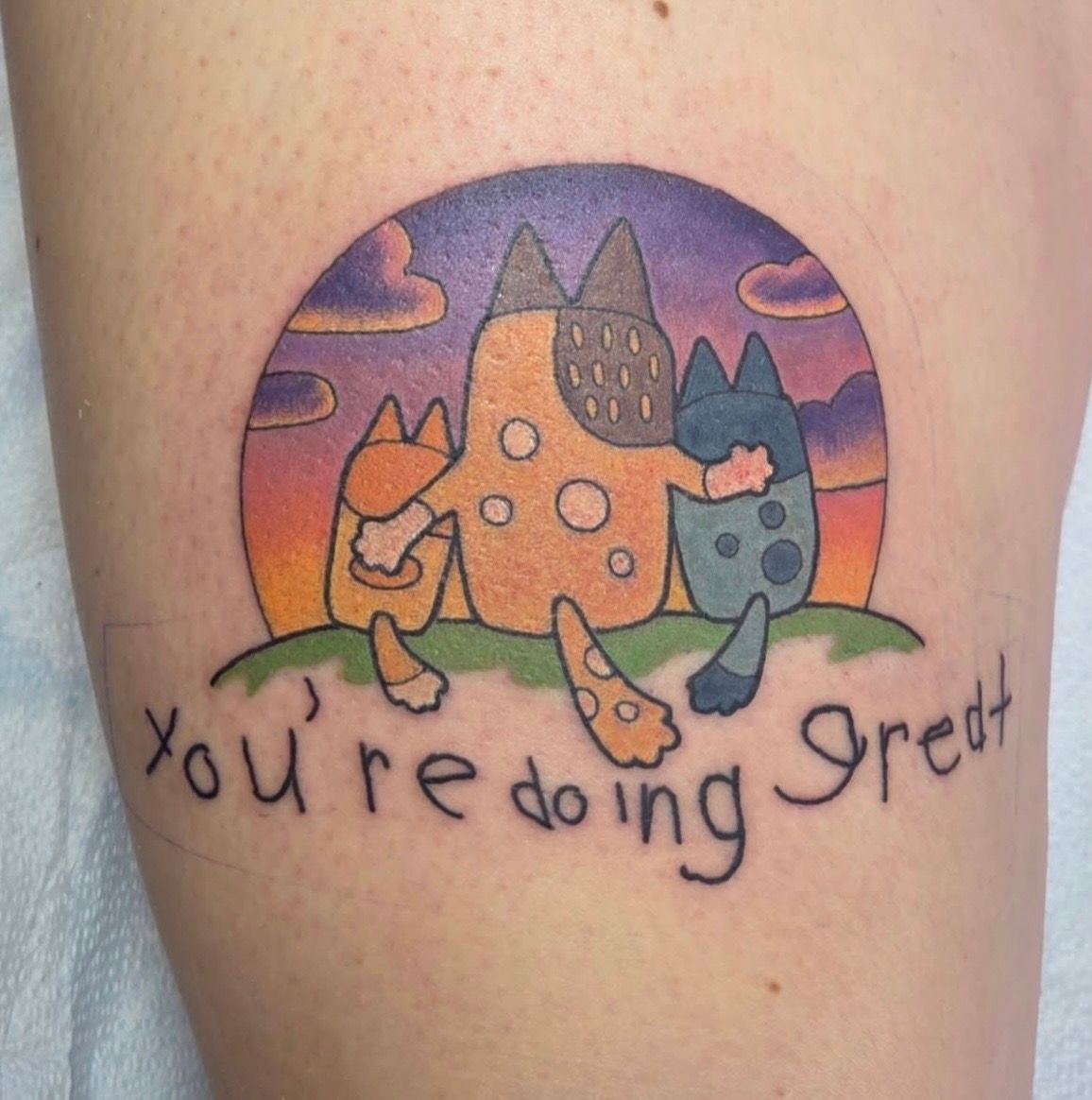 Bluey Tattoo by Sheila Anderson at Crimson Empire Tattoo in Edmonton Alberta Canada