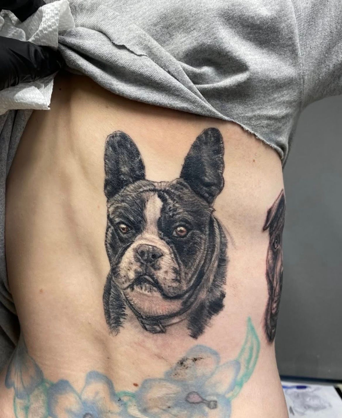 Dog Portrait Tattoo by Steve Hayes at Black Gold Tattoo Co in Edmonton Alberta Canada